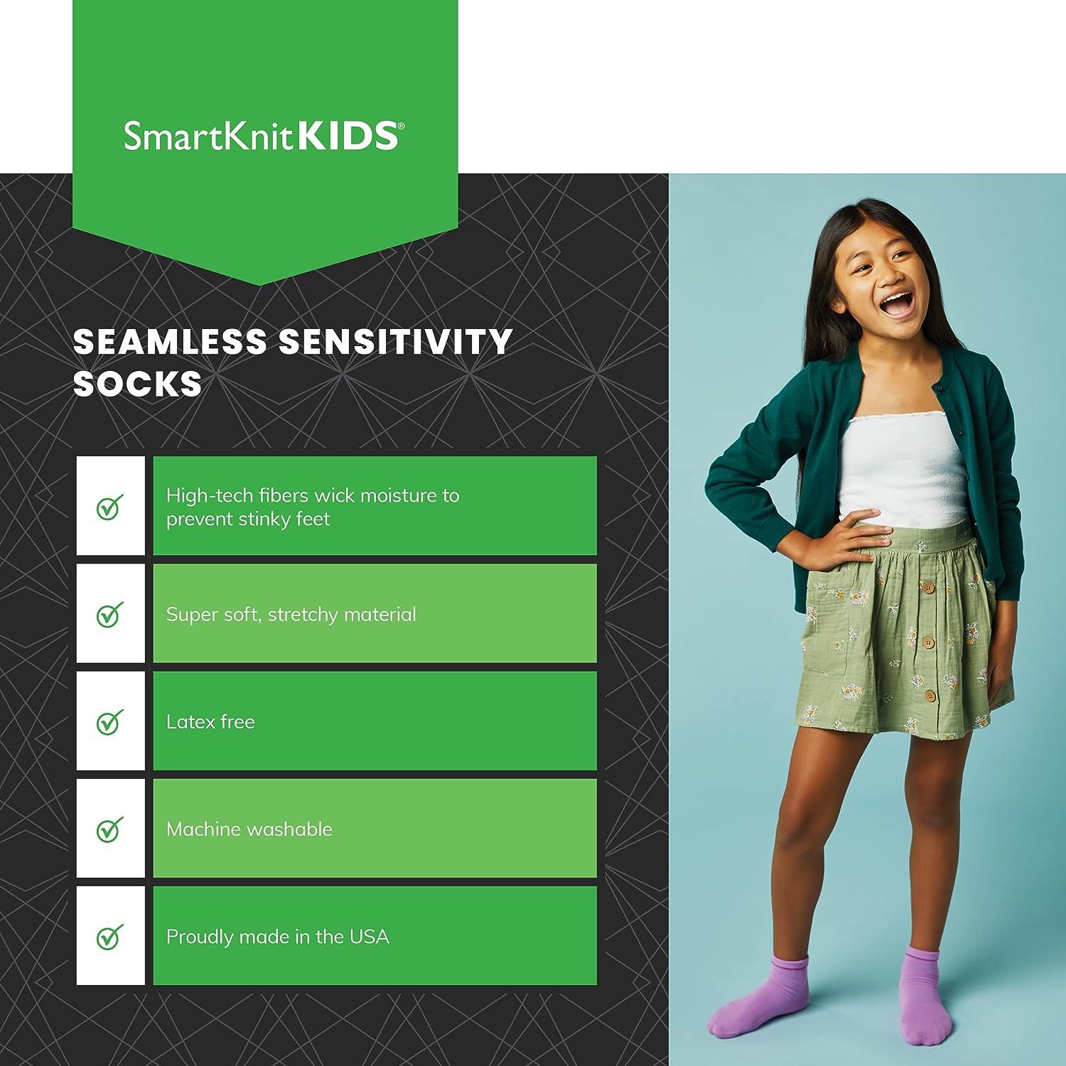 SmartKnitKIDS Sensory-Friendly Sensitivity Seamless Socks - 3 Pack Medium  White