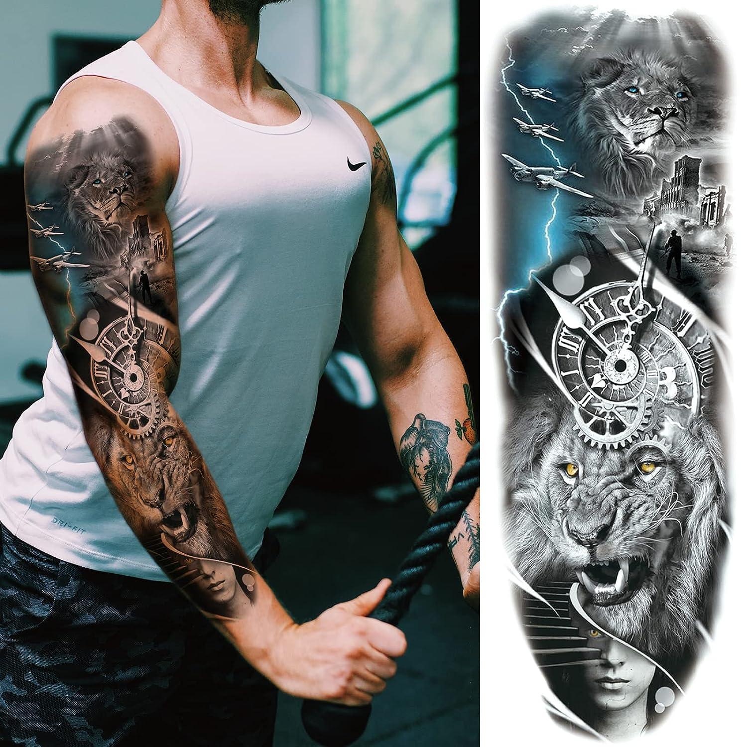 Cheap DIY Tribal Totem Full Arm Temporary Tattoo Sleeve For Men