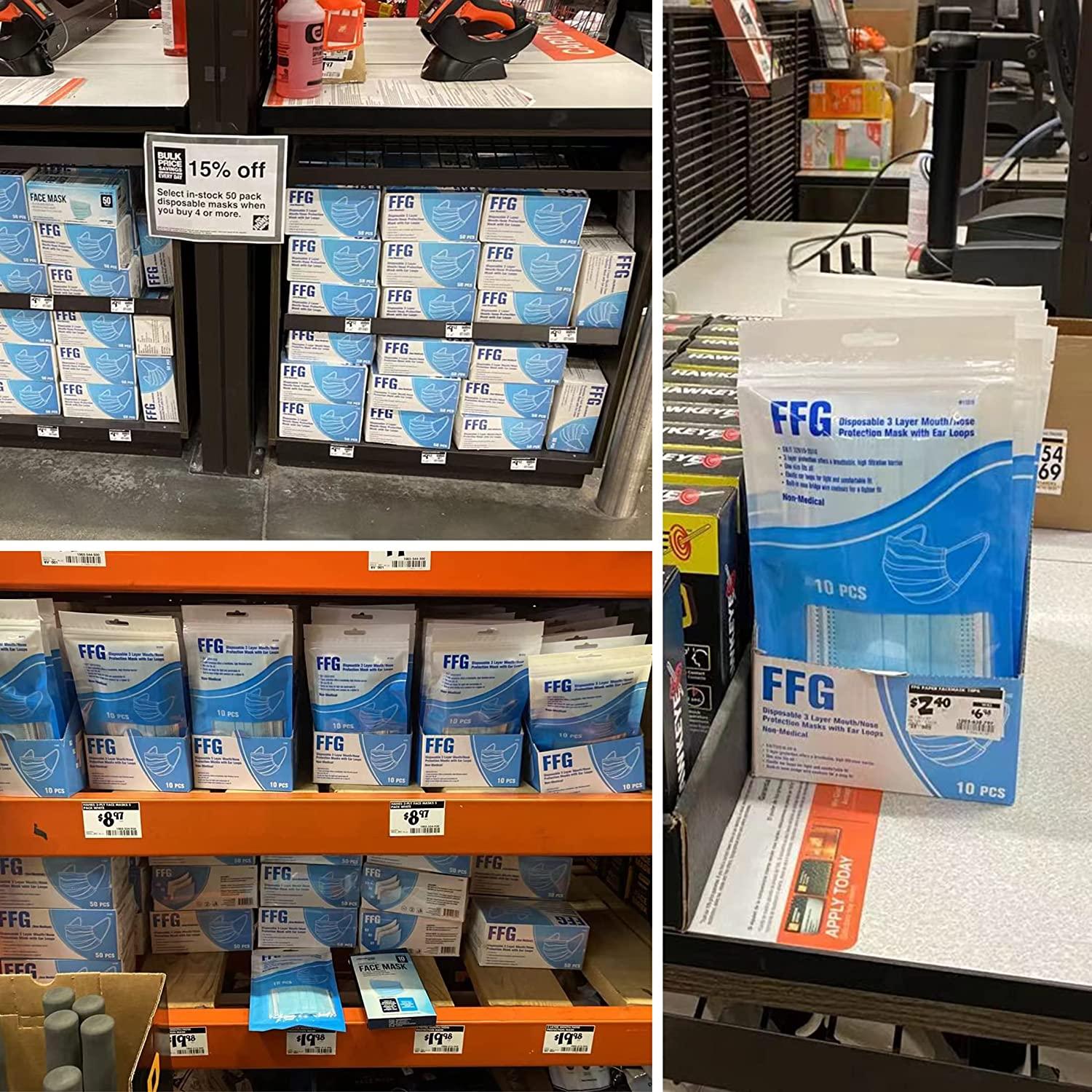 FFG Face Mask 50PCS Adult Disposable Masks 3Layer Filter Protection