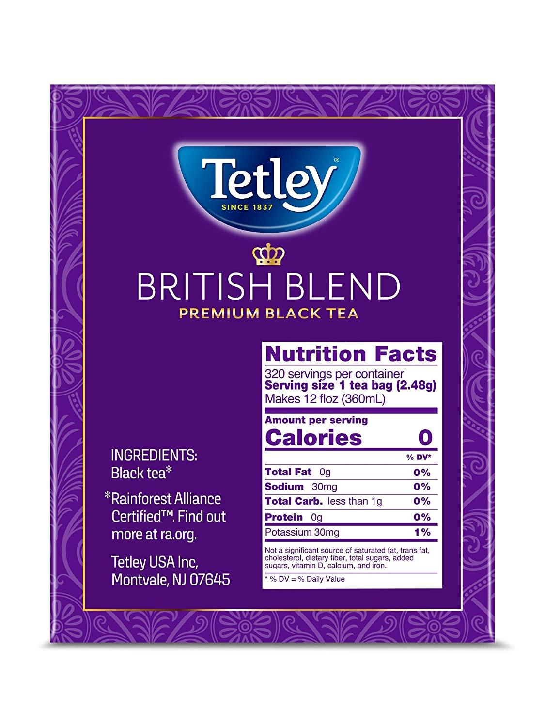 Tetley British Blend Premium Black Tea 320 Tea Bags Rainforest Alliance