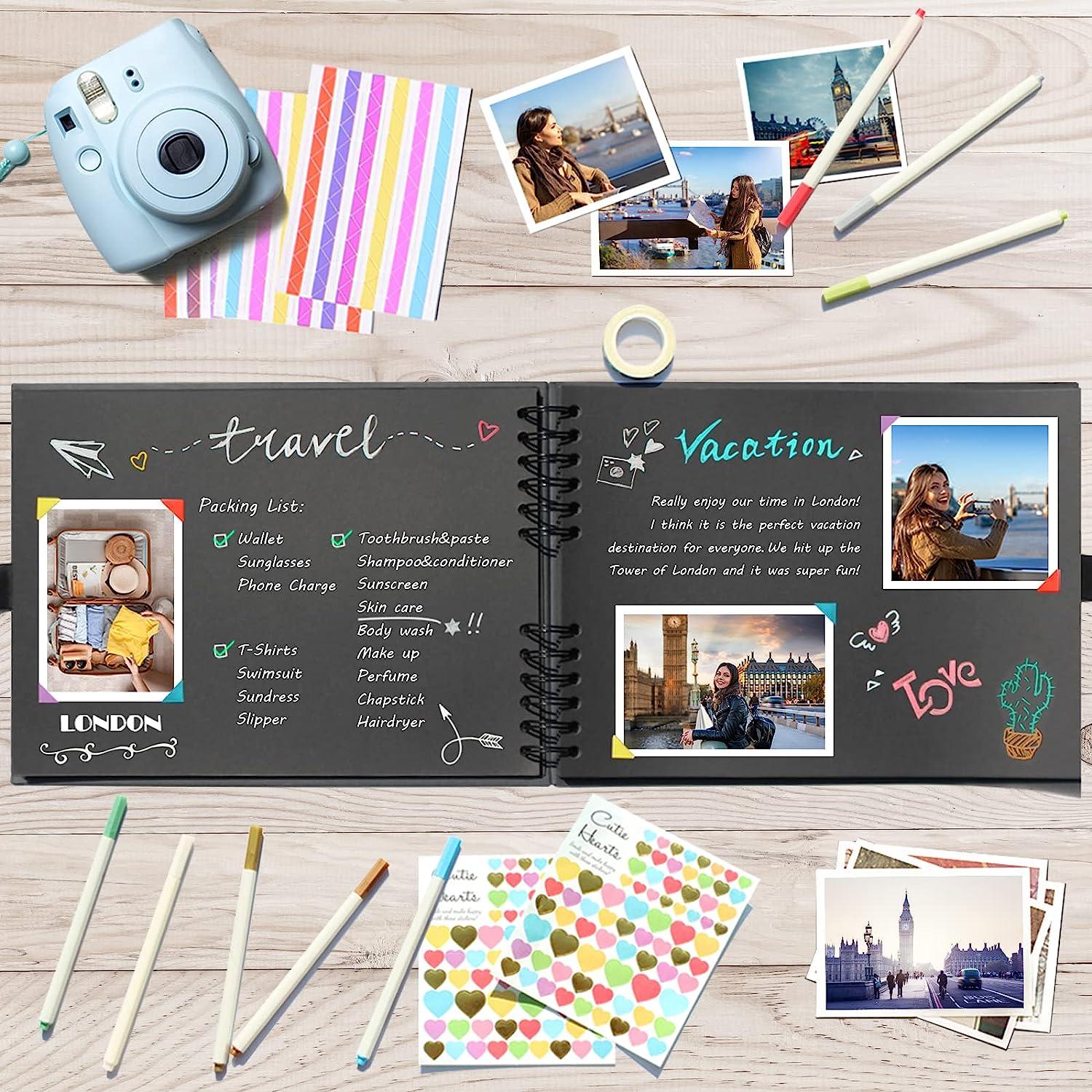 11x8 inch Scrapbook Photo Album, Hardcover Memory Book with 80 Black