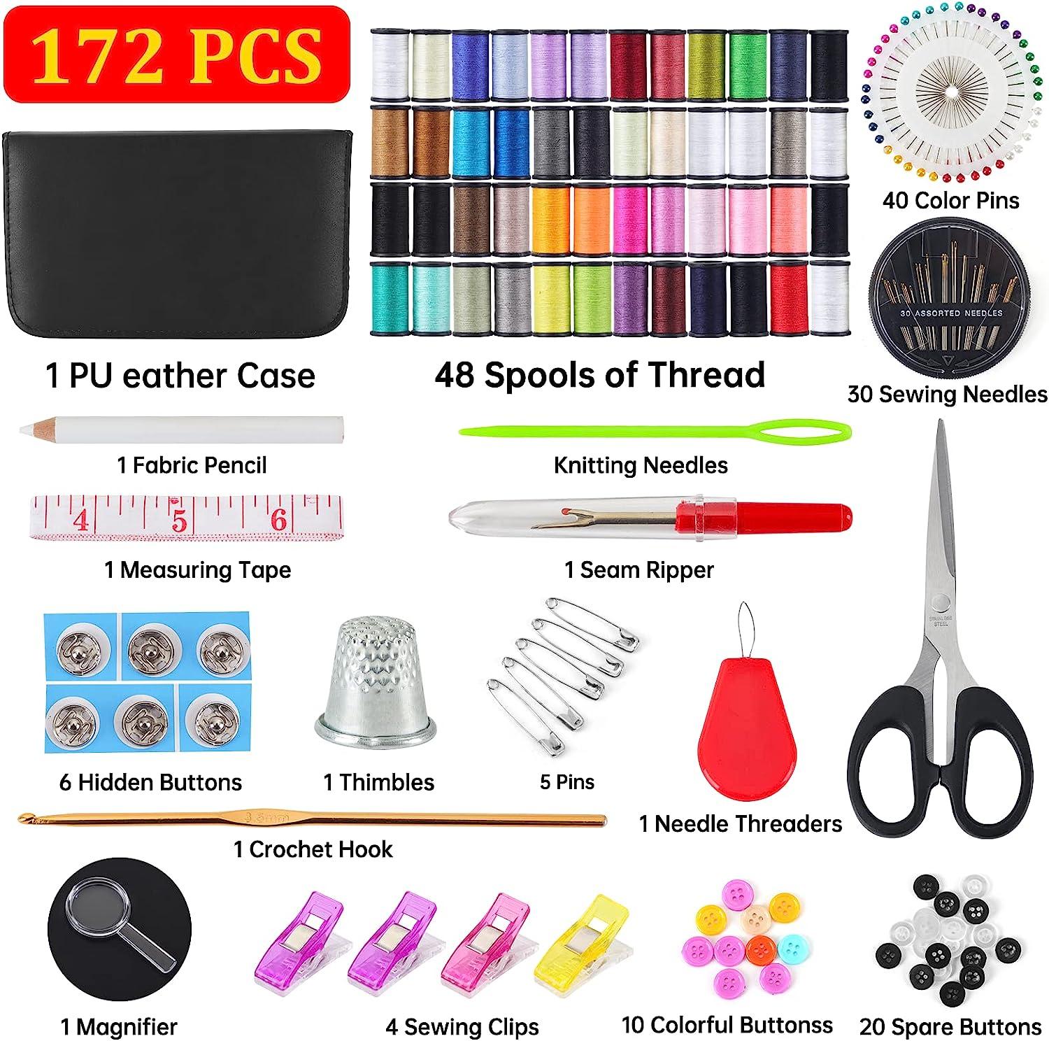 172 Pcs Sewing Kit w/ Case Portable Sewing Supplies for Home Traveler  Beginner
