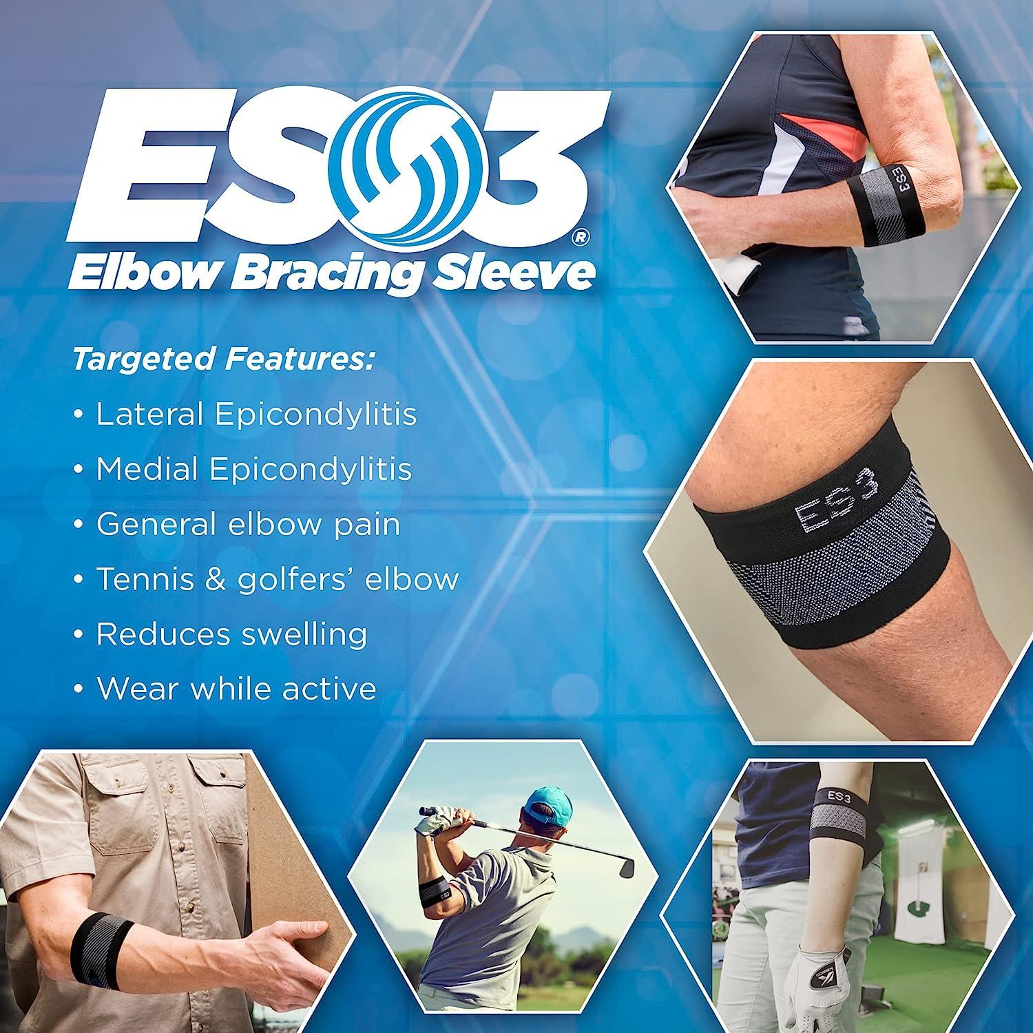 OrthoSleeve Elbow Brace ES3 Medium Black Prevent & Relieve Tennis