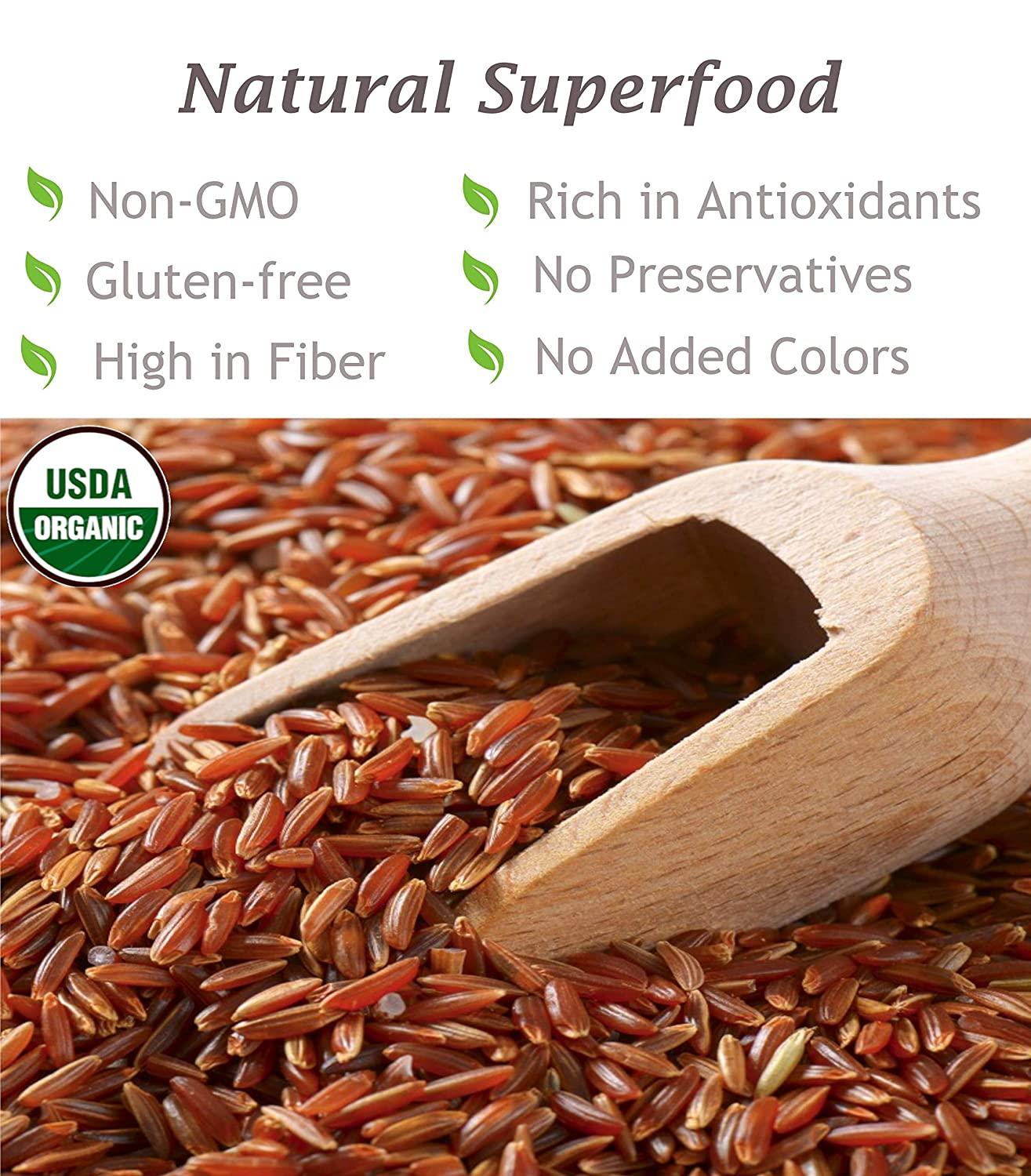 100 USDA Certified Organic Thai Red Jasmine Rice 2 LB Gluten Free