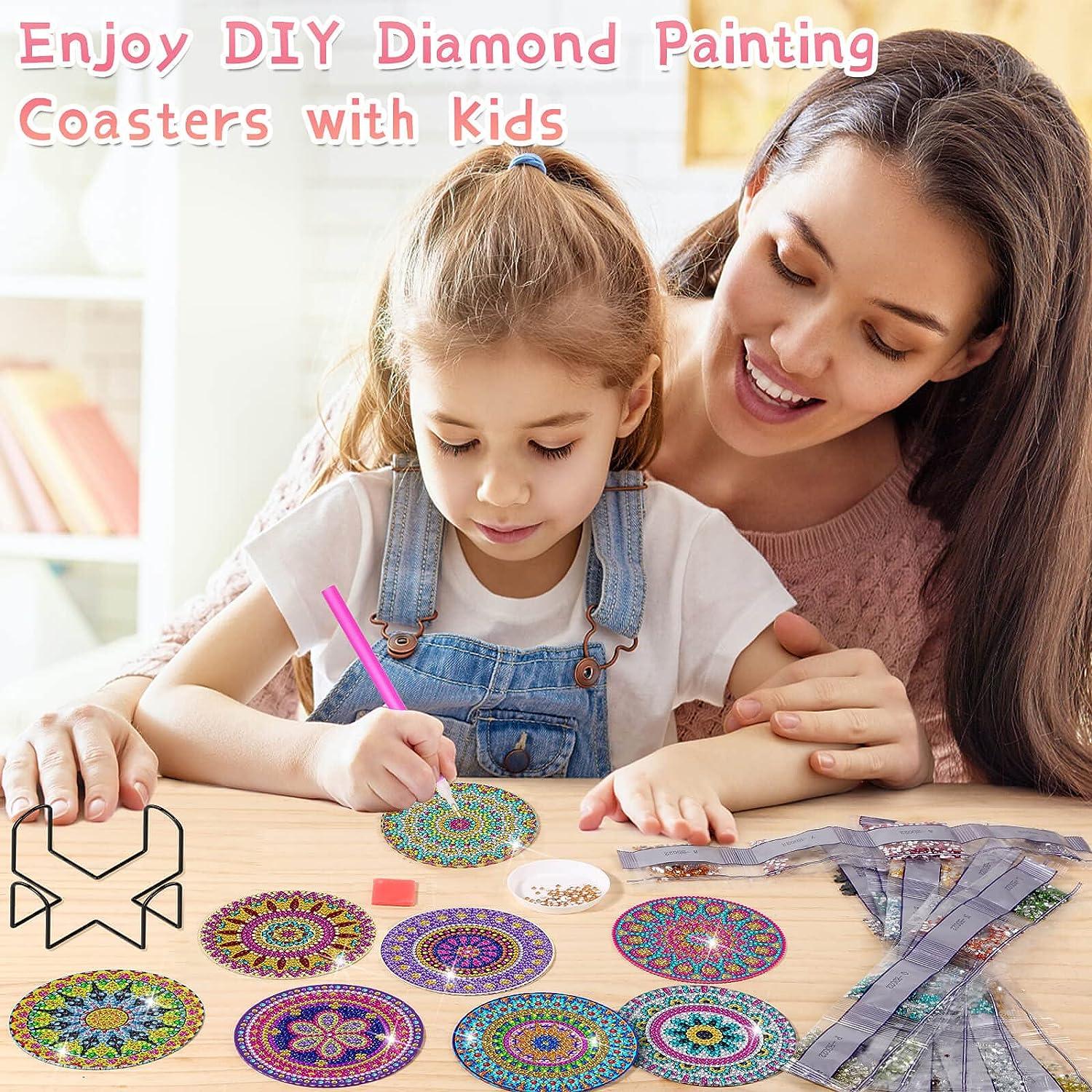 Diamond Painting Coasters Kit, 8 Pcs Mandala Diamond Painting Coasters with  Holder, DIY Diamond Art Coasters for Beginners, Kids