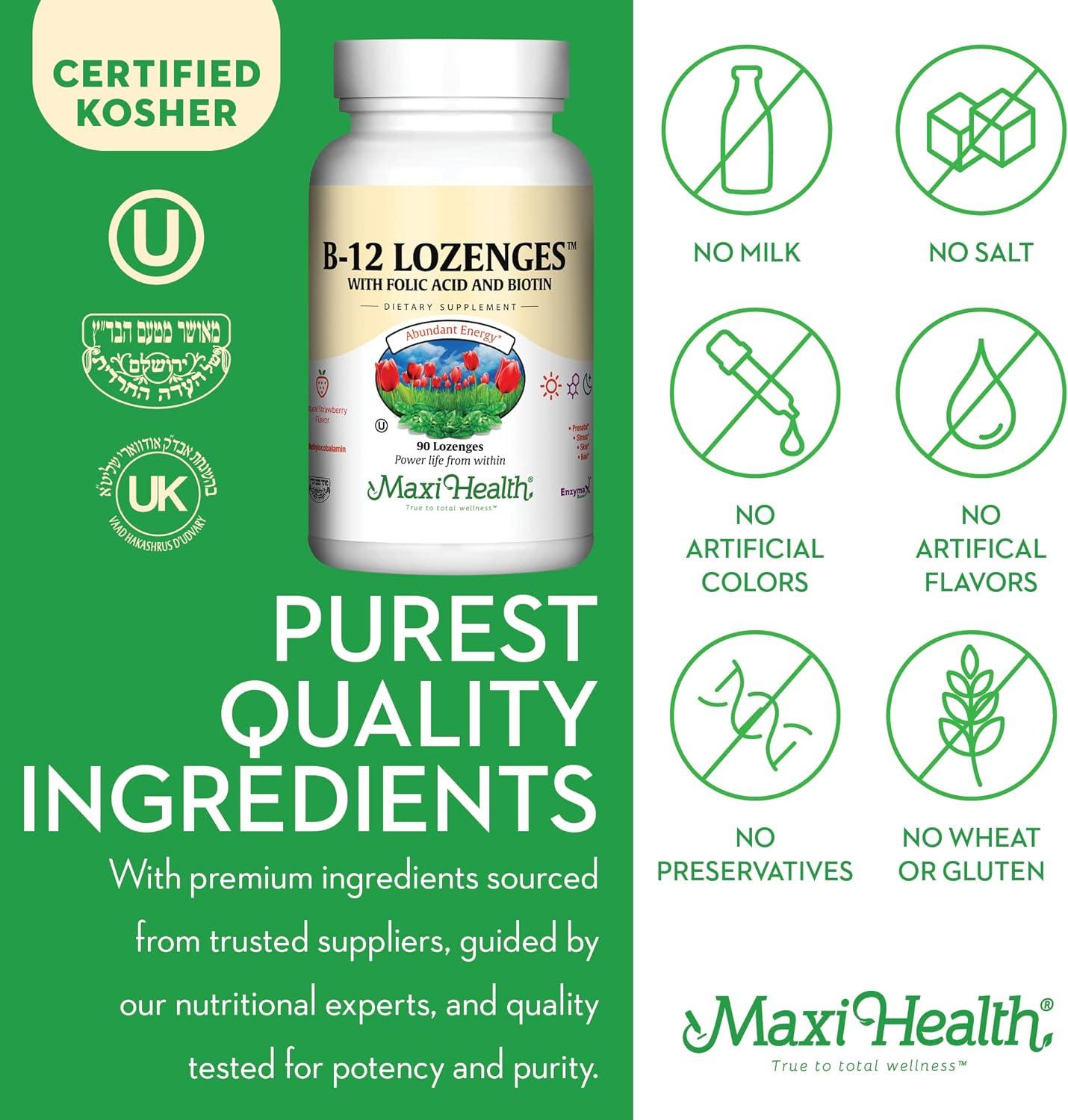 Vitamin B12 Lozenges with Folic Acid and Biotin Sublingual B12