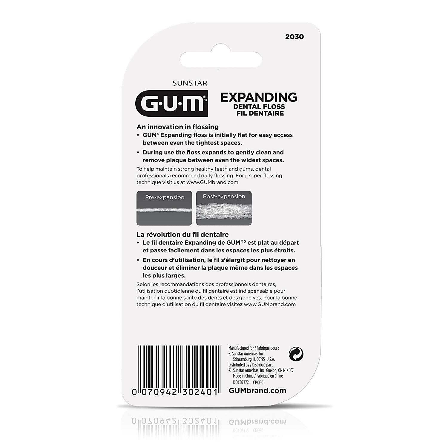 GUM 10070942302408 Expanding Dental Floss, 43.3 Yards (Pack of 6) 6