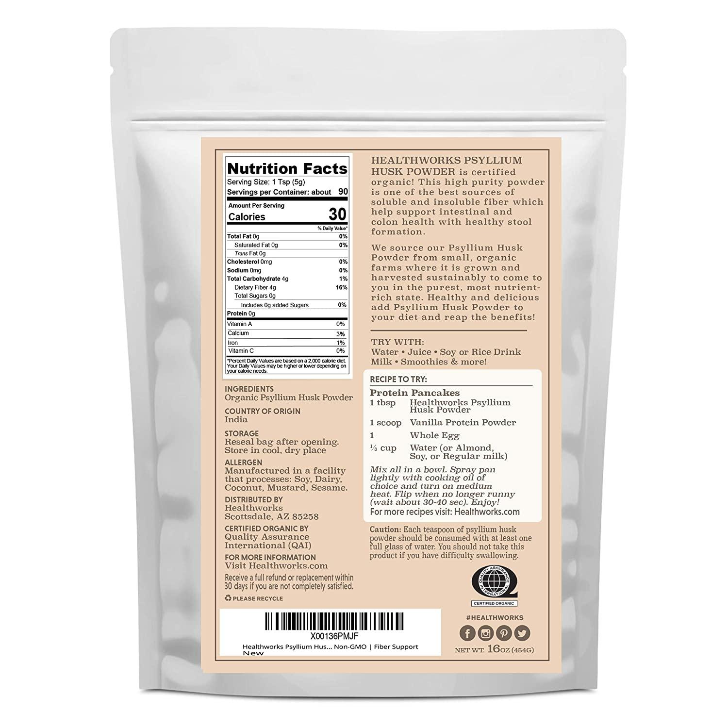 Healthworks Psyllium Husk Powder (16 Ounces / 1 Pound) | Raw ...