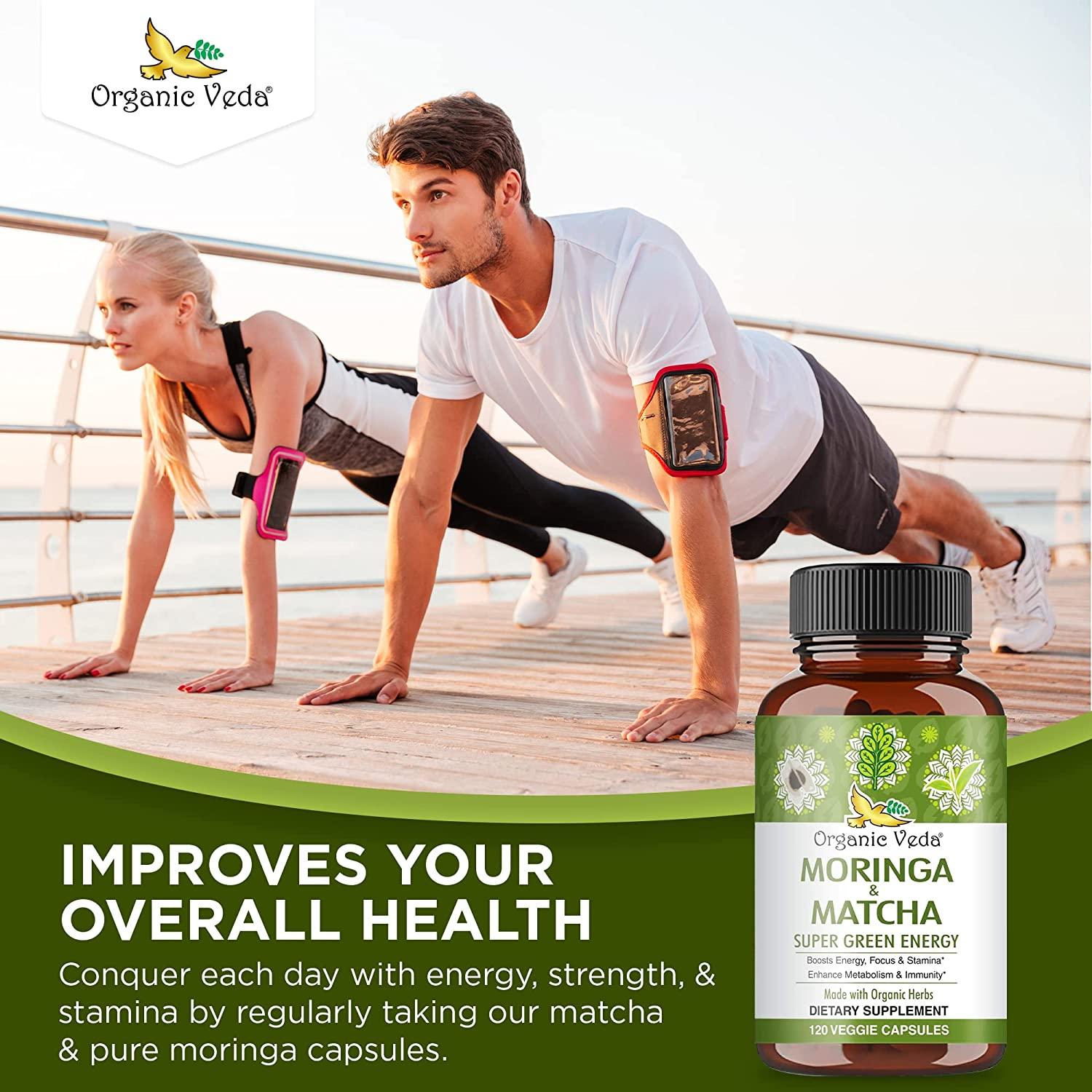 Organic Veda Moringa & Matcha Green Tea Vitamins, Green Superfood for