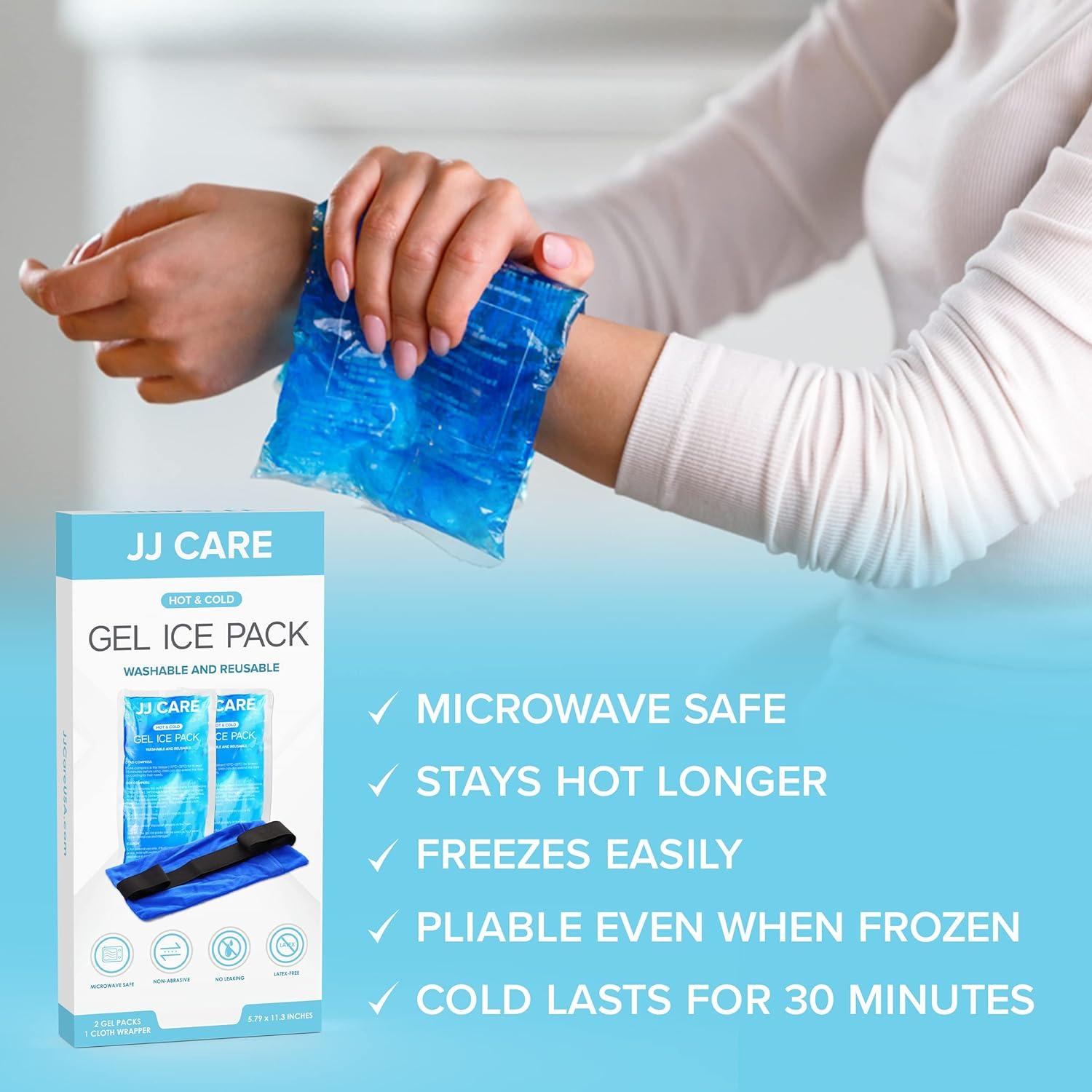 JJ CARE Gel Ice Packs - Pack of 2 Reusable Ice Pack for Injuries