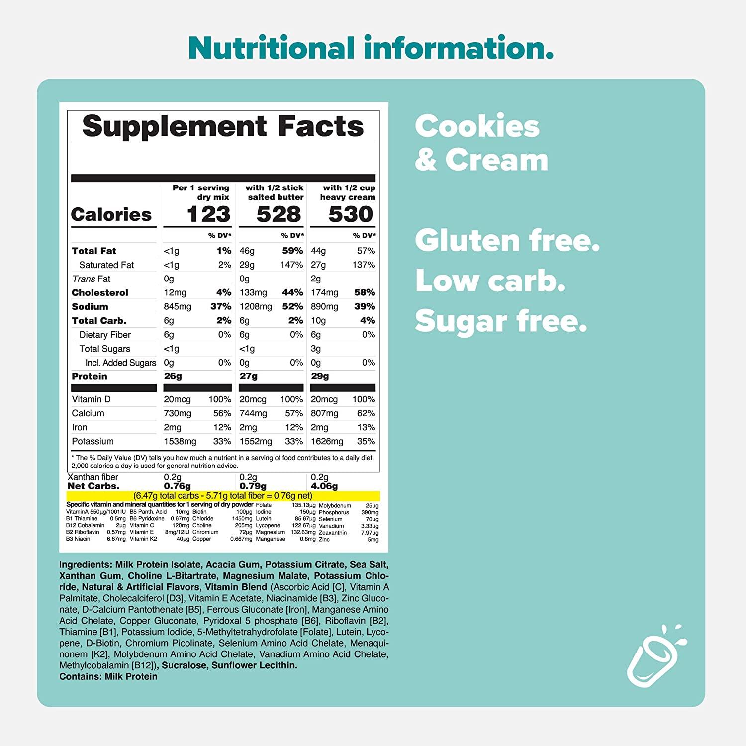 Keto Chow Cookies and Cream Keto Meal Replacement Shake Powder