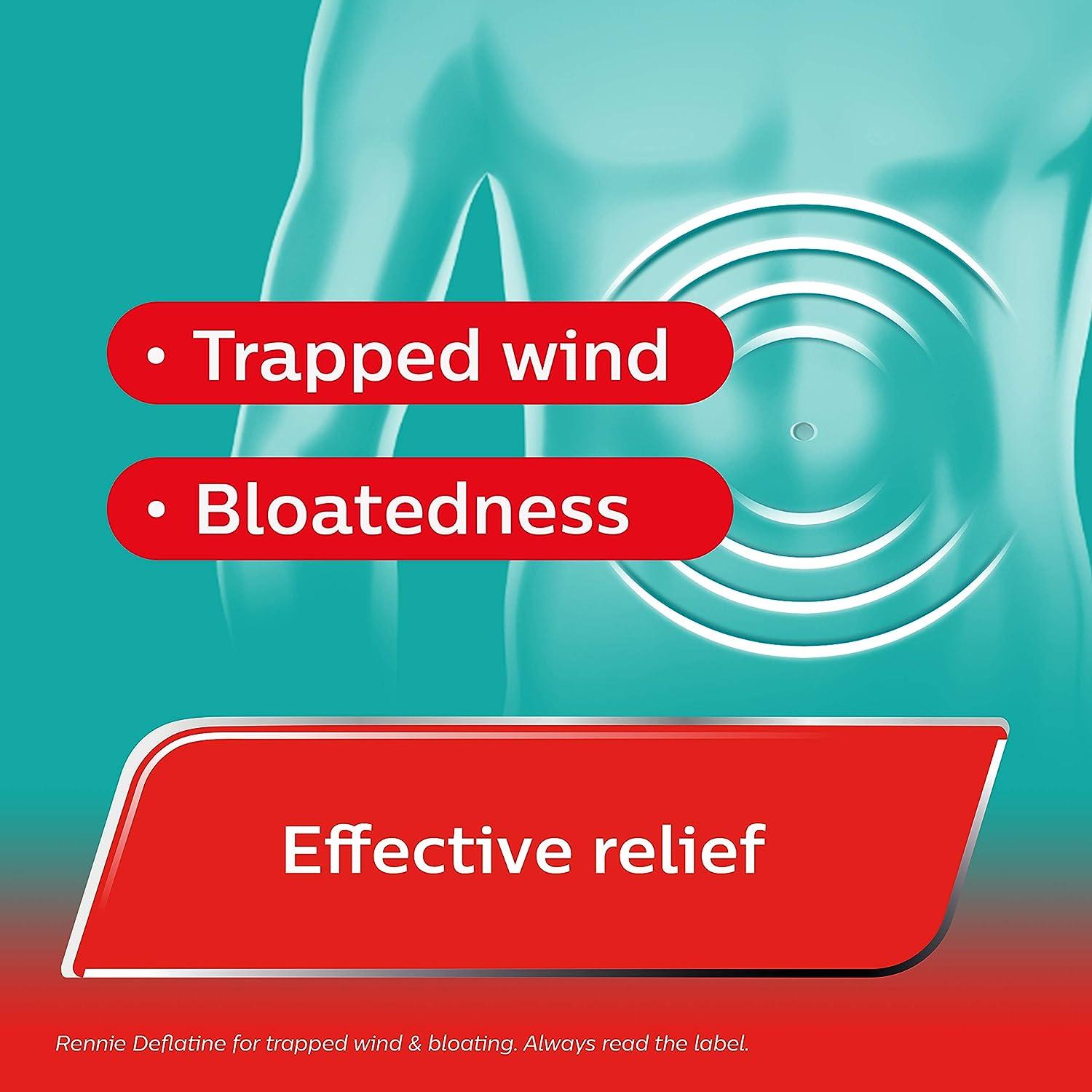 Rennie Deflatine Trapped Wind & Bloatedness Relief Tablets SugarFree