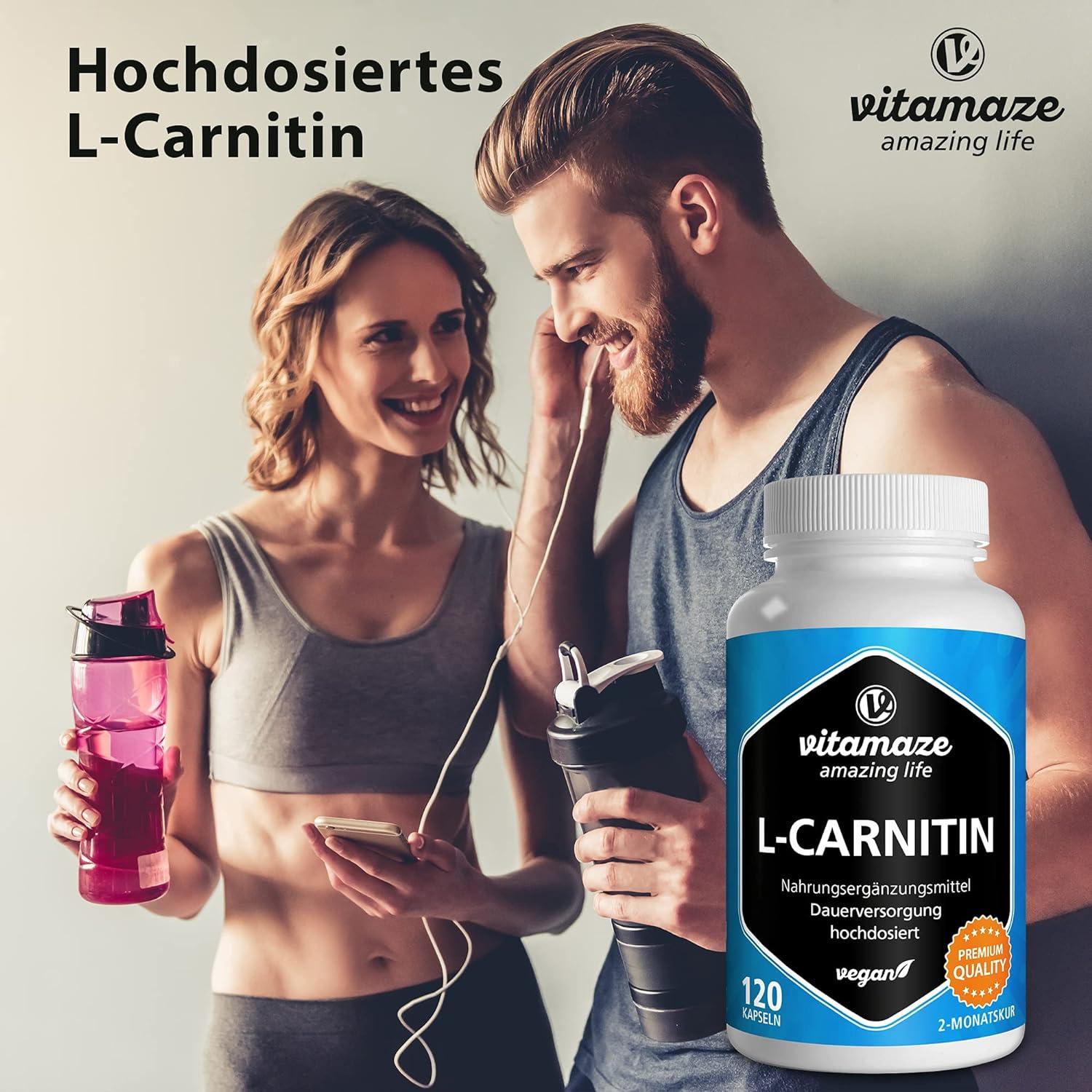 L-Carnitine 1000mg High Strength Supplement for Weight Loss & Energy | 2  Month Supply | Ideal for Athletes | Organic & Additive-Free | Buy Now with  Express International Delivery
