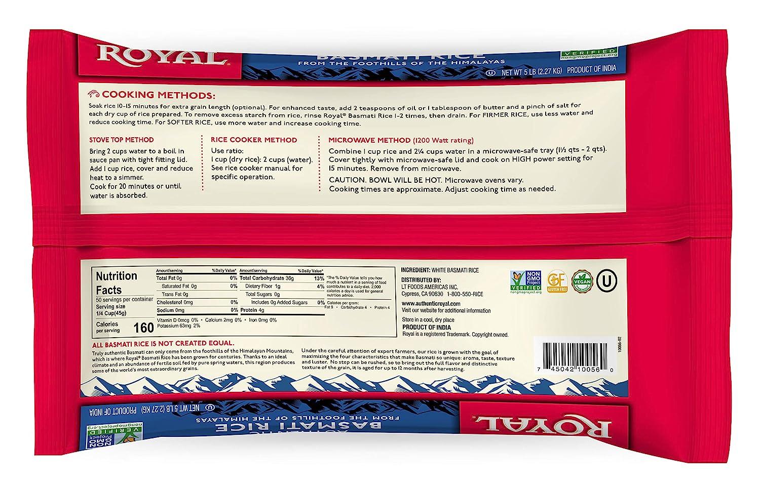 Royal White Basmati Rice, 5 Pound