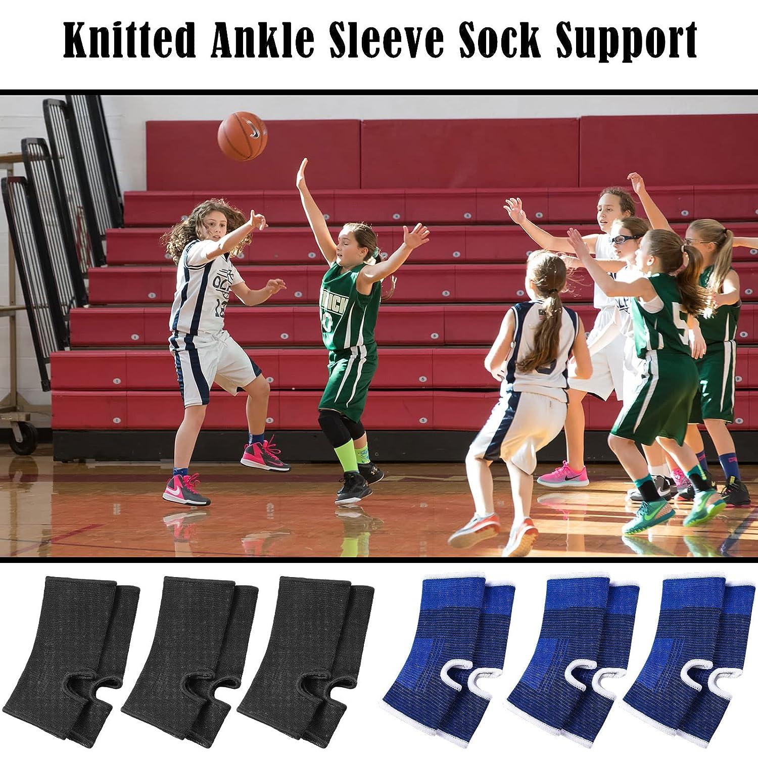 6 Pairs Kid Compression Ankle Brace Knitted Ankle Sleeve Breathable Ankle Support Socks Plantar