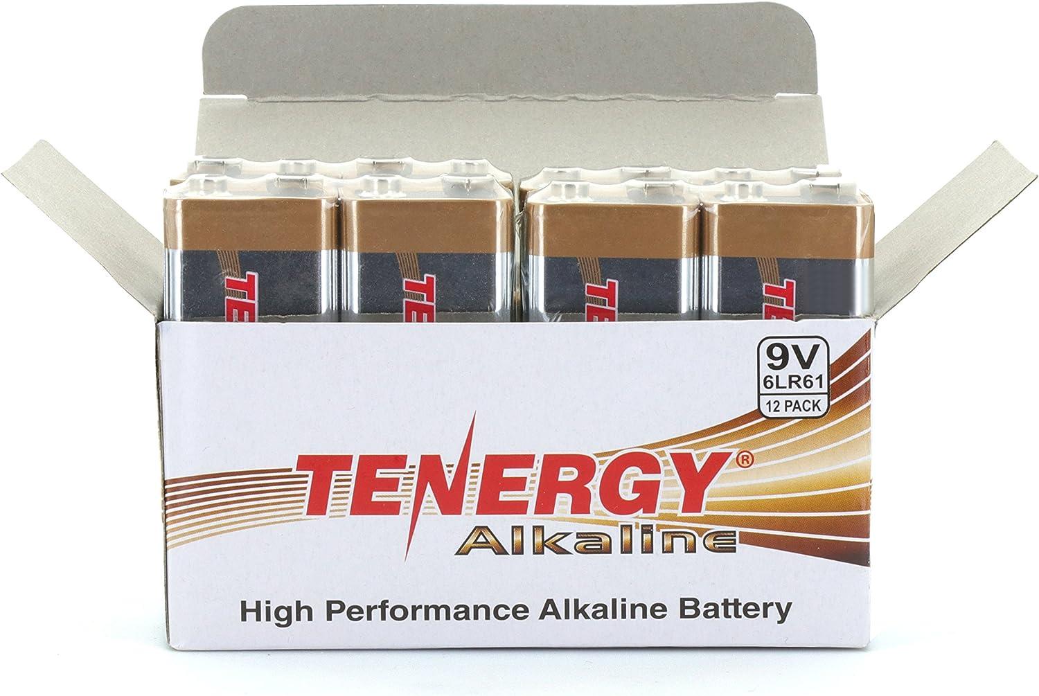 Tenergy 6LR61 9V Alkaline Battery, Non-Rechargeable Battery for