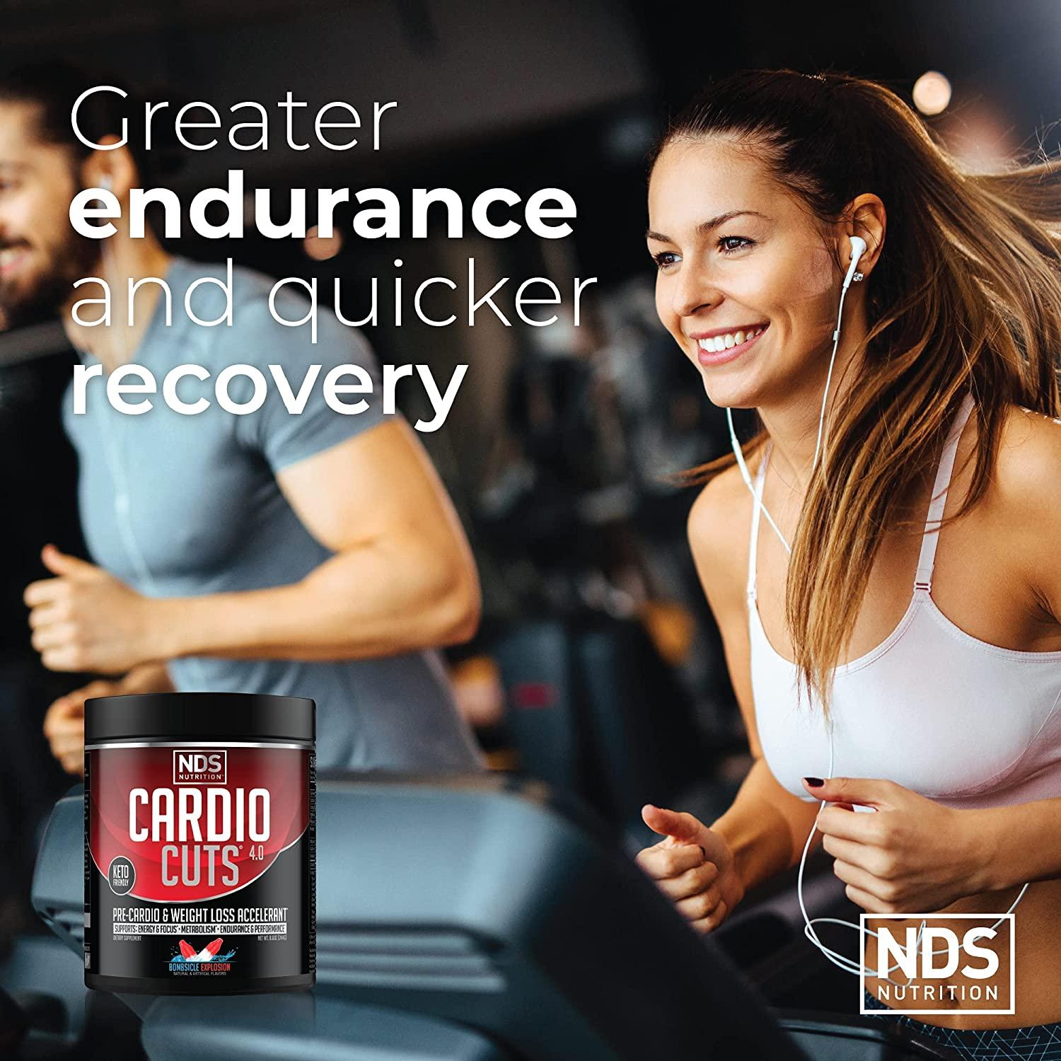 NDS Nutrition Cardio Cuts 4.0 Pre Workout Supplement Weight Loss Cardio Formula with L Carnitine CLA MCTs Bombsicle Flavor