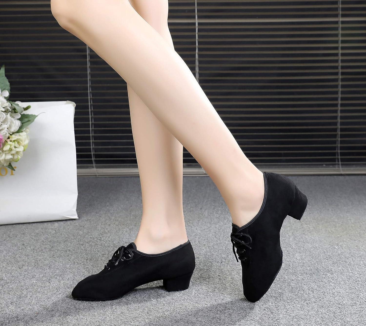 Black Lace-Up Dance Shoes for Boys/Men Low Heel Latin Tango