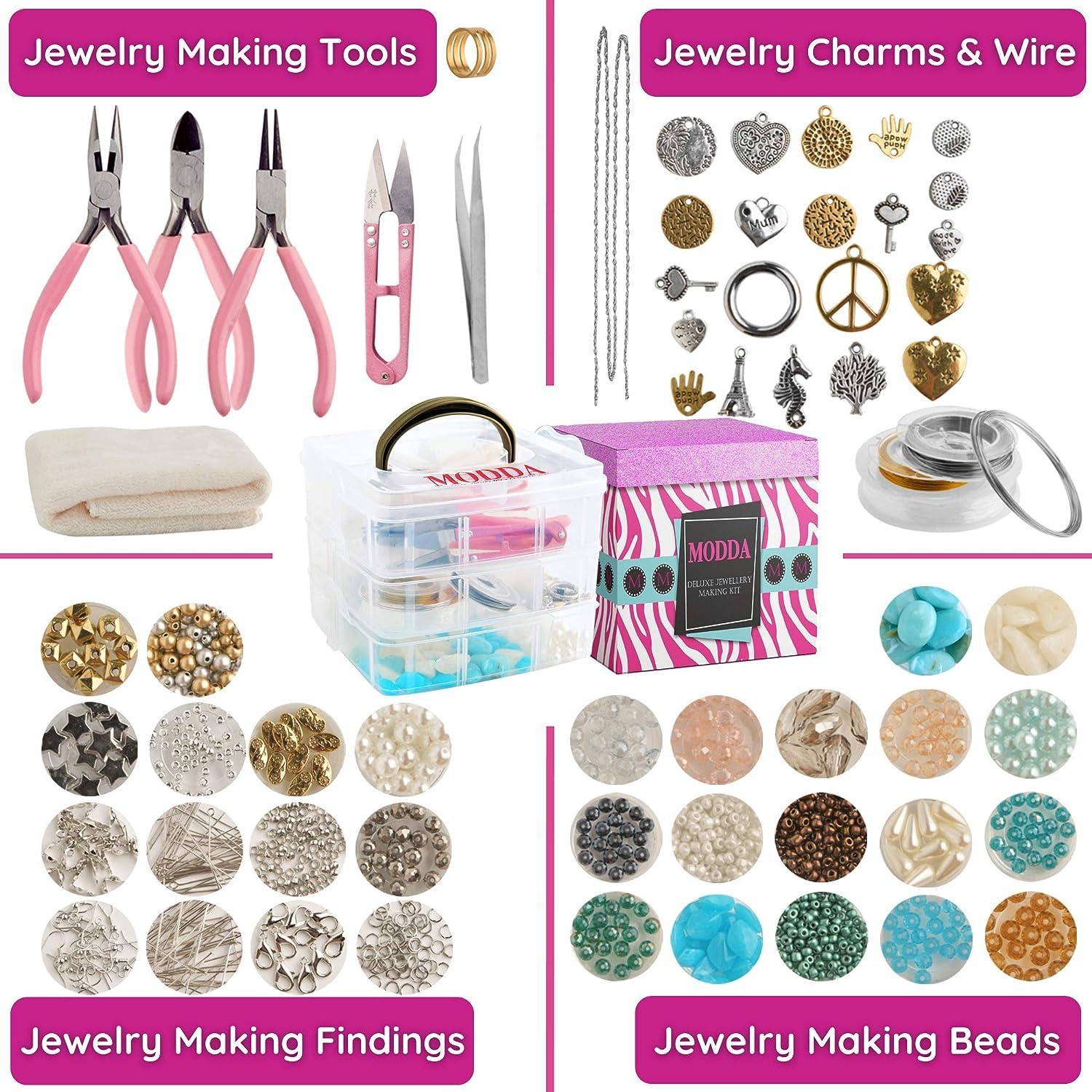Modda Deluxe Jewelry Making Kit with Video Course Includes Instructions  Beads Necklace Bracelet Earrings Making Crafts for Adults Beginners  Christmas Gift for Teens Girls 13-15 Moms Women