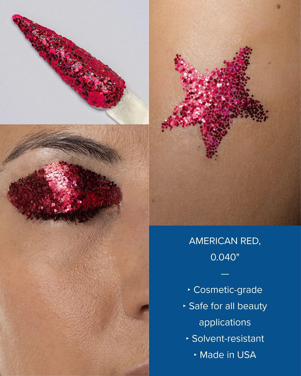 American Glitter Company Cosmetic Grade Glitter - Nail Art Face Body Makeup  - Made in USA - Red net 10 Grams (0.35 oz)