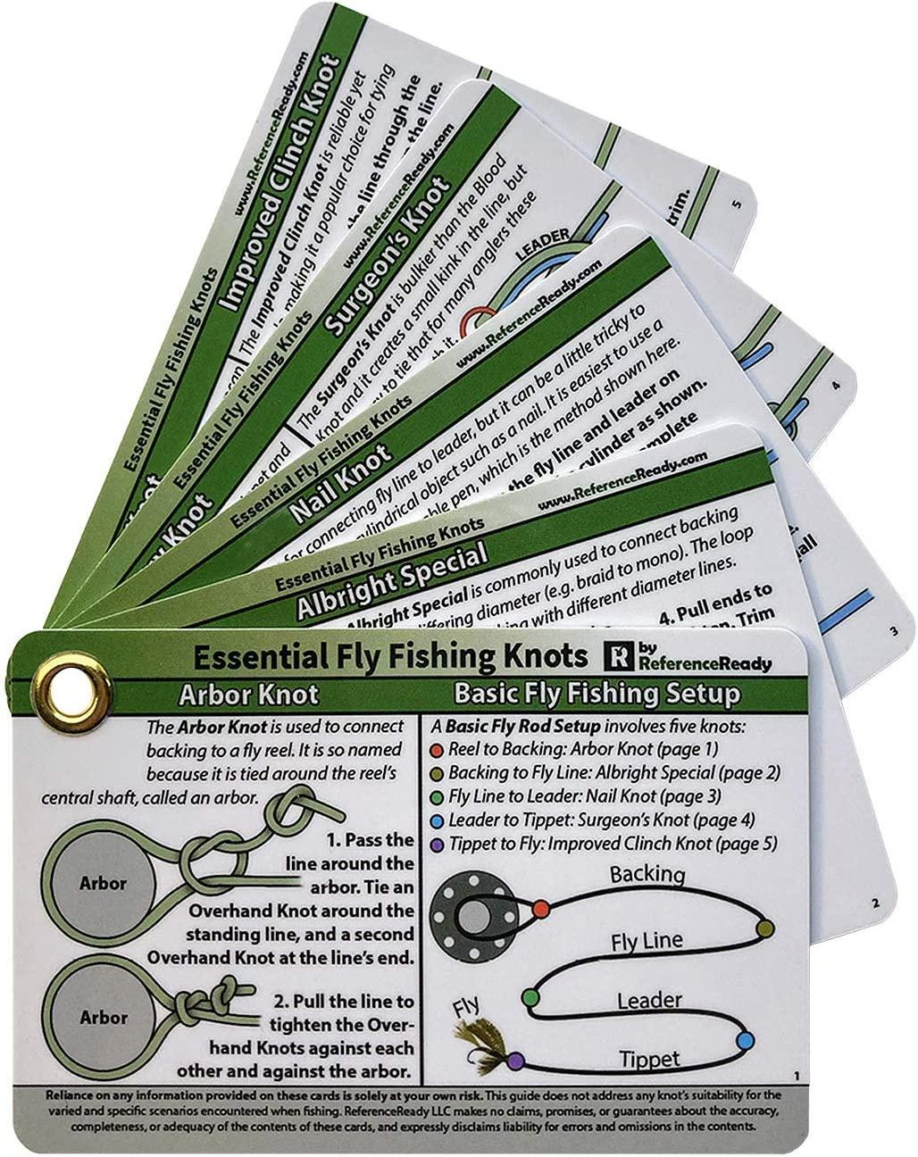 ReferenceReady Fly Fishing Knot Cards - Waterproof Guide to 14 Essential  Fly Fishing Knots - Includes Mini Carabiner