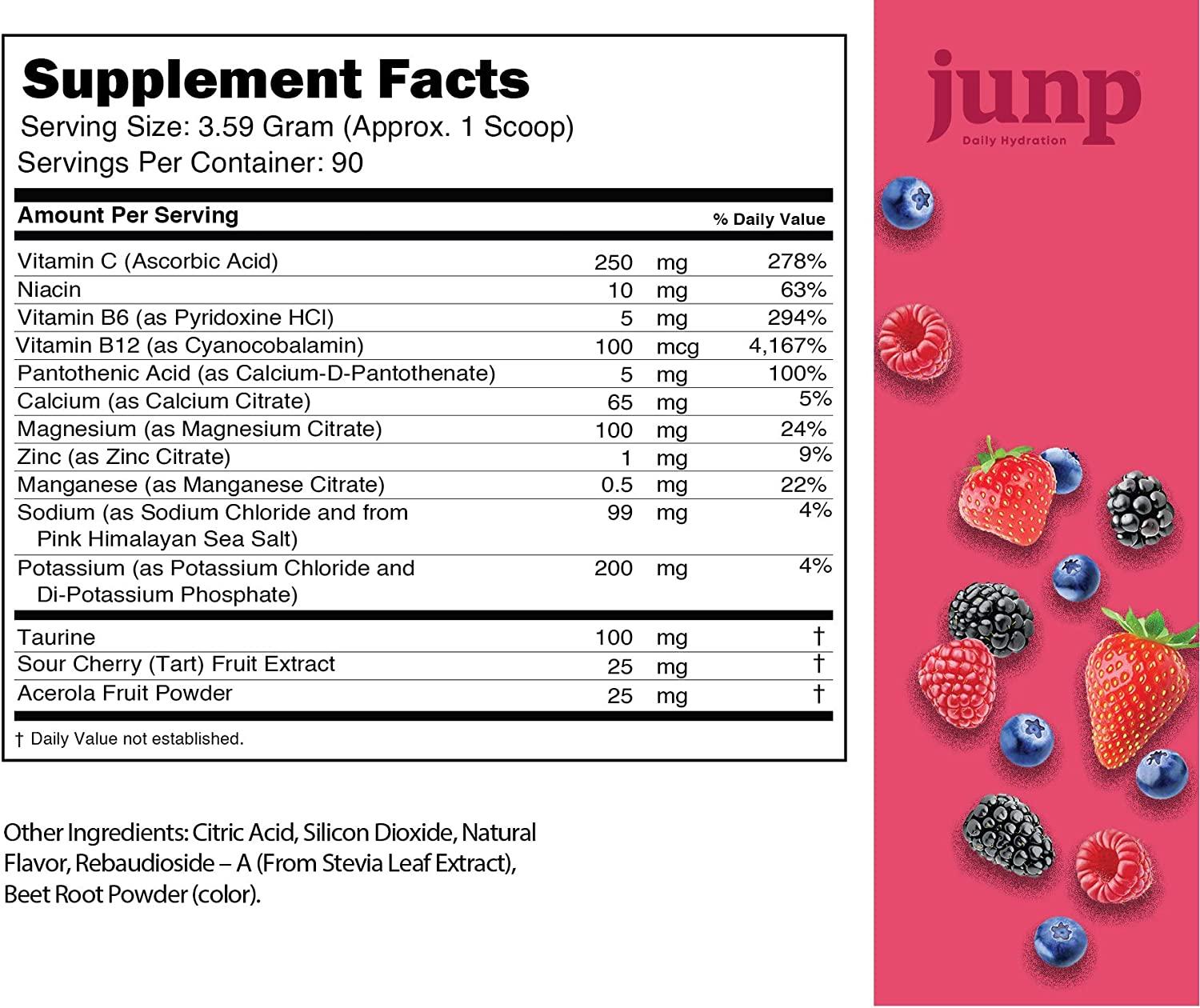 JUNP Hydration Electrolyte Powder Zero Calories, Sugar & Carbs