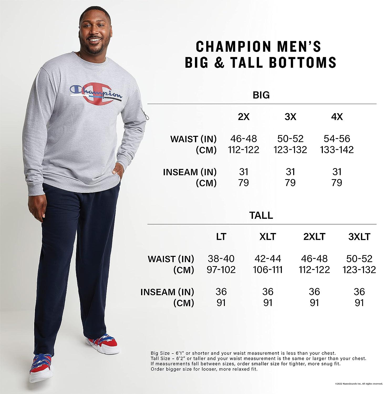 Champion Men's Powerblend Relaxed Bottom Sweatpants,Best Sweatpants for  Men(Reg. or Big & Tall) Big & Tall Large Tall Navy C Patch Logo