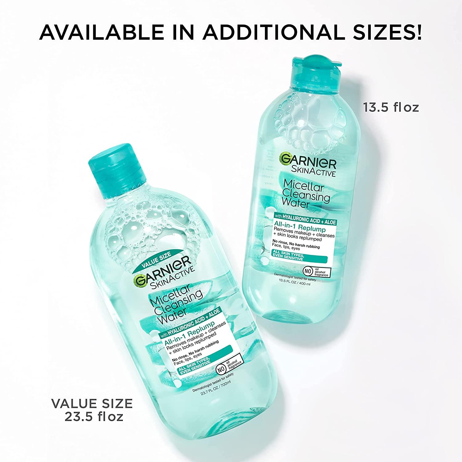 Garnier SkinActive Micellar Water for All Skin Types, Facial Cleanser &  Makeup Remover, 13.5 Fl Oz (400mL), 1 Count (Packaging May Vary)
