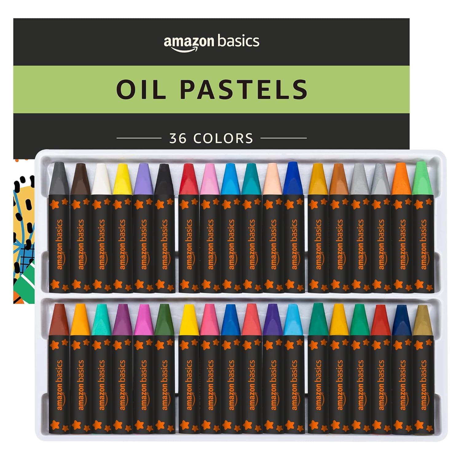 Amazon Basics 36Count Washable Oil Pastels Crayon Set Multiple Colors