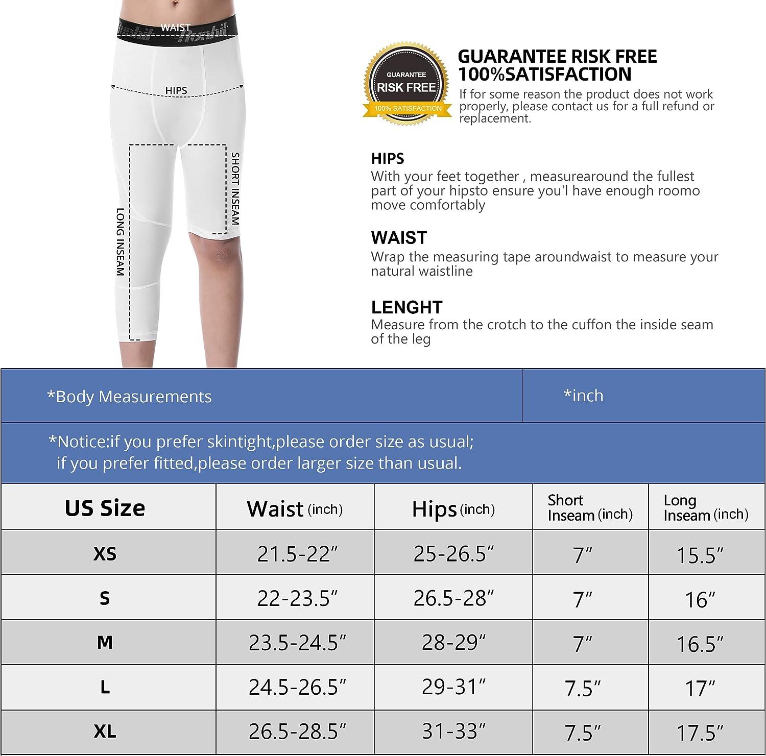 Runhit Boy's One Leg Compression Tights Leggings for Basketball Hockey  Running Youth Kids Athletic Pants Sports Base Layer White: 3/4 Long Right &  Short Half Left X-Large