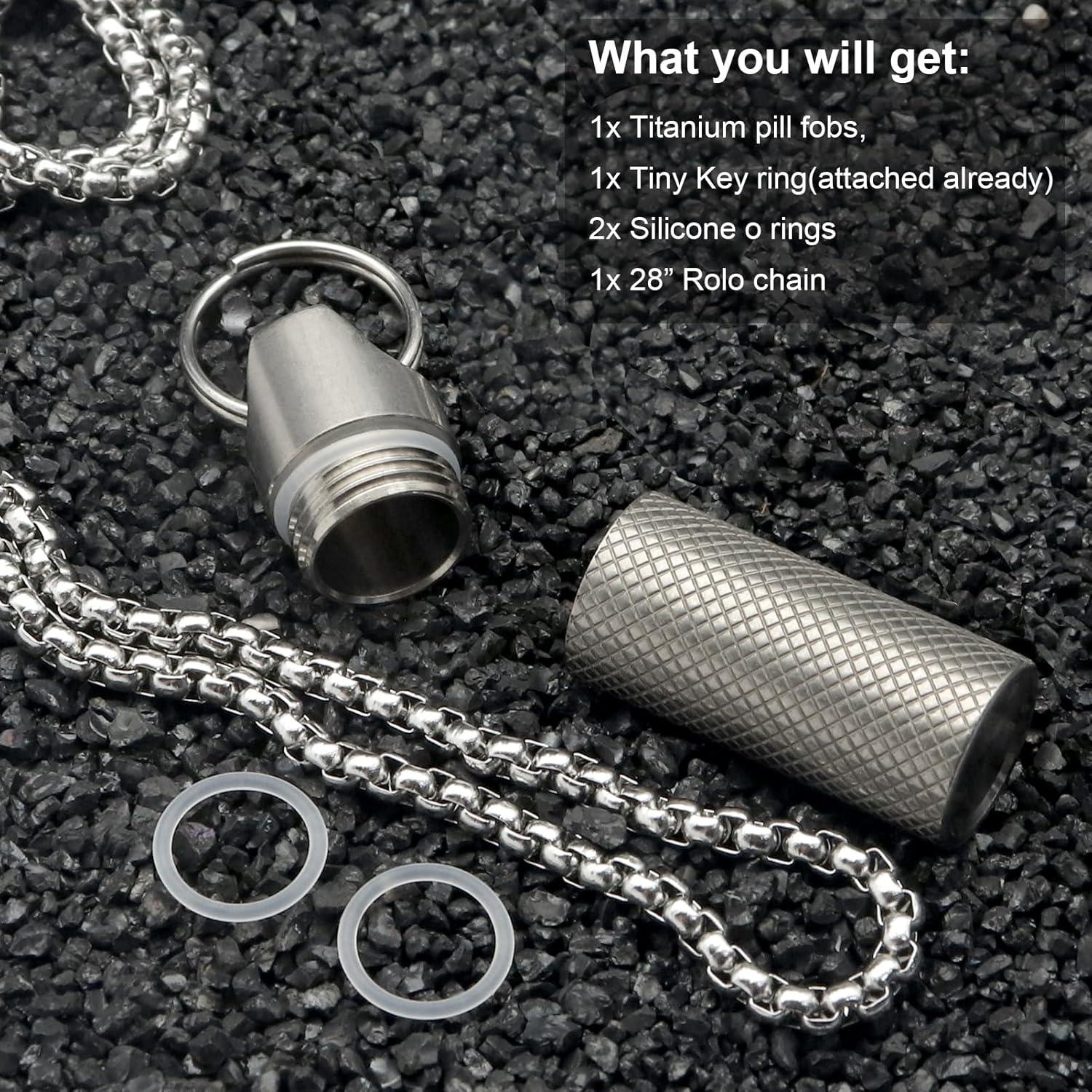 Small Titanium Pill Box Necklace Waterproof Mini Pill Holder