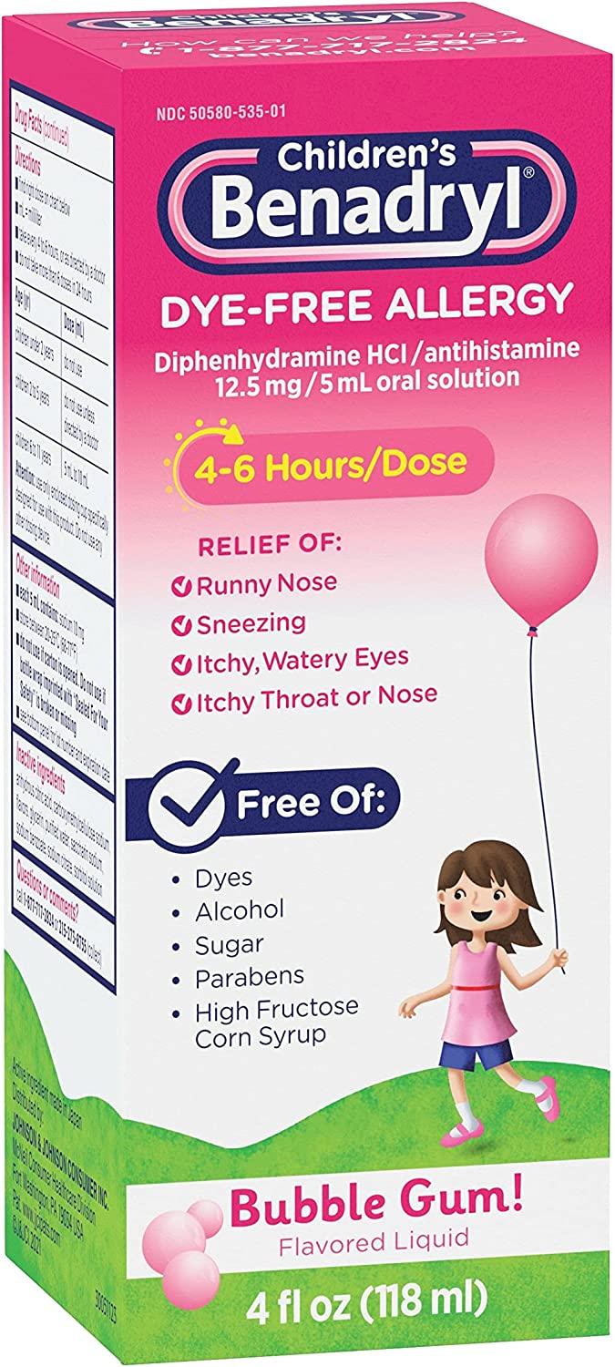 Children's Benadryl DyeFree Allergy Liquid Diphenhydramine HCl
