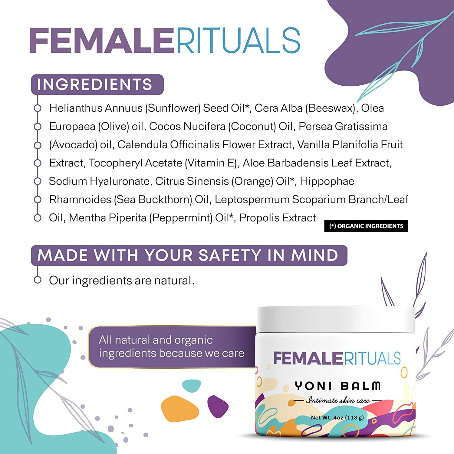 Female Rituals Yoni Balm Natural Vaginal Moisturizer for Vulva 4oz