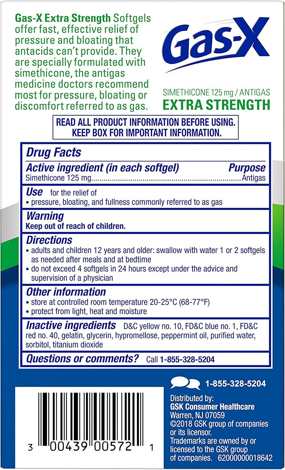 GasX Extra Strength Gas Relief Softgels with Simethicone 125 mg 72 Count