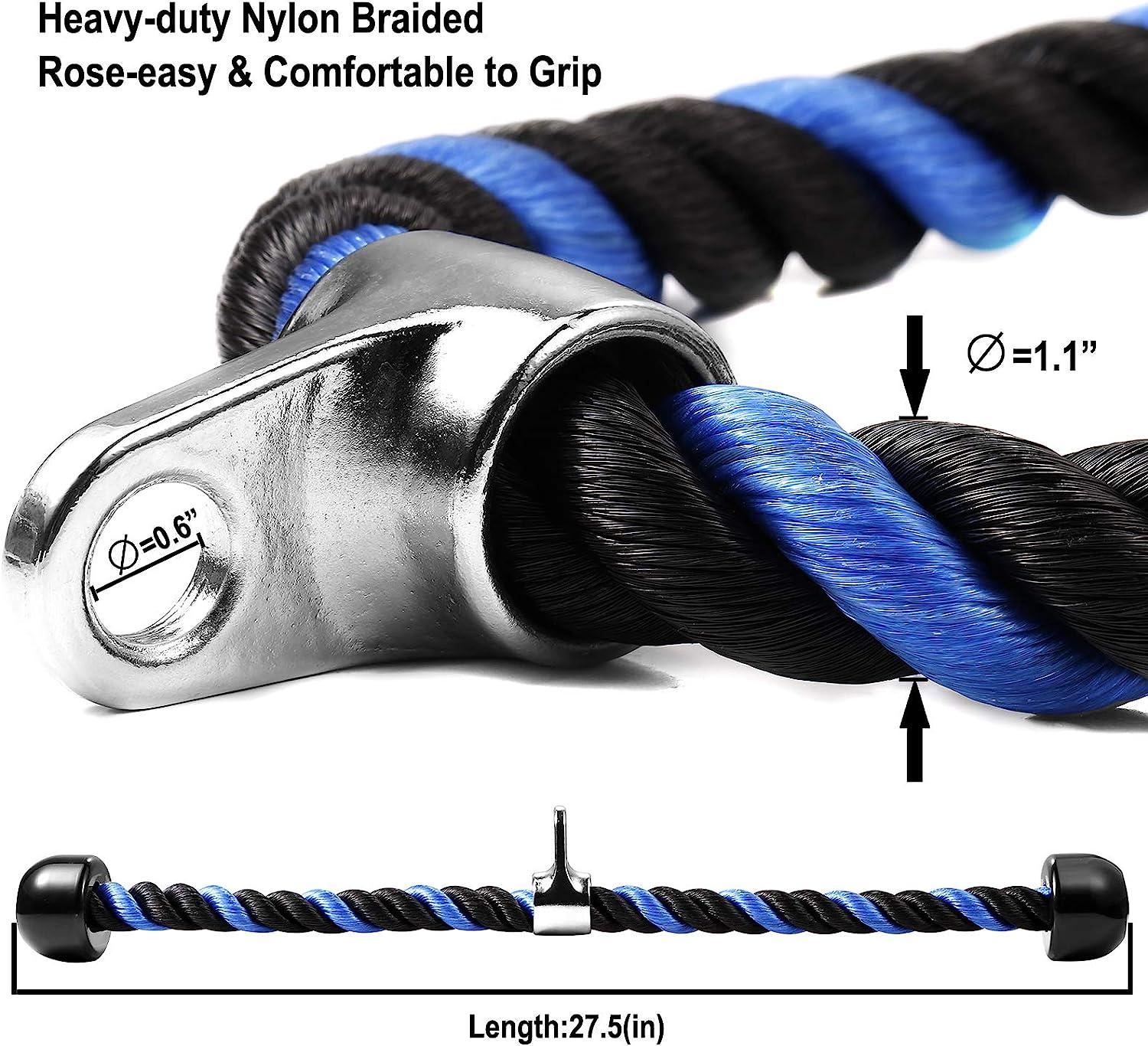 Deluxe Tricep Rope Pull Down Cable - 27'' | Easy Grip Non-Slip Gym ...