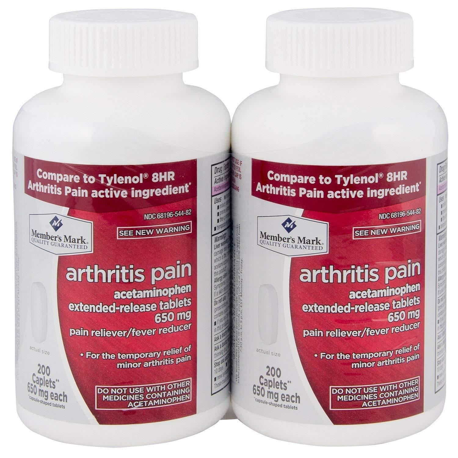 Member's Mark 650mg Acetaminophen Extended Release Pain Reliever Fever