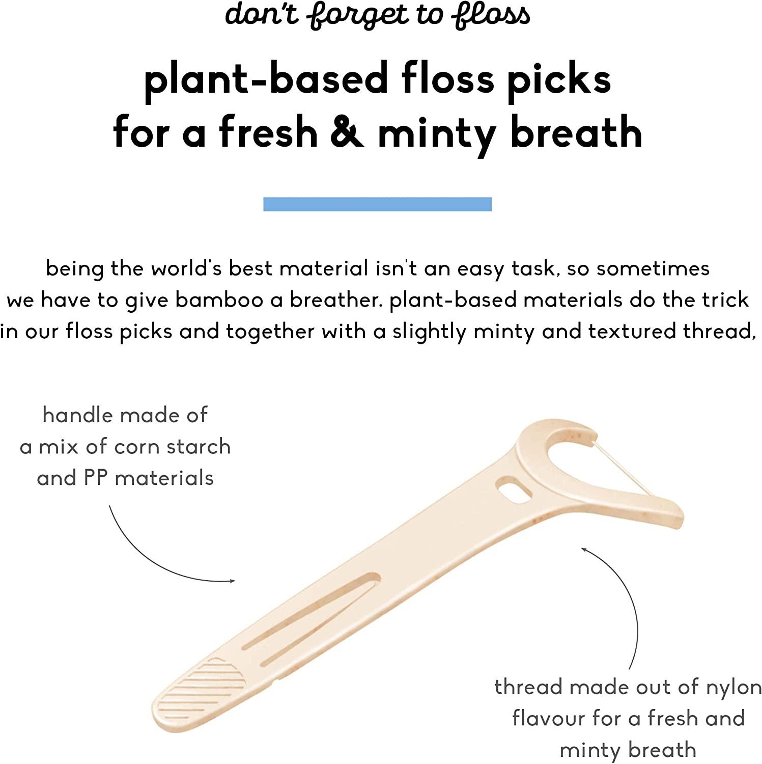 The Humble Co. Floss Picks (200 Count) Sustainable, Plant Based and