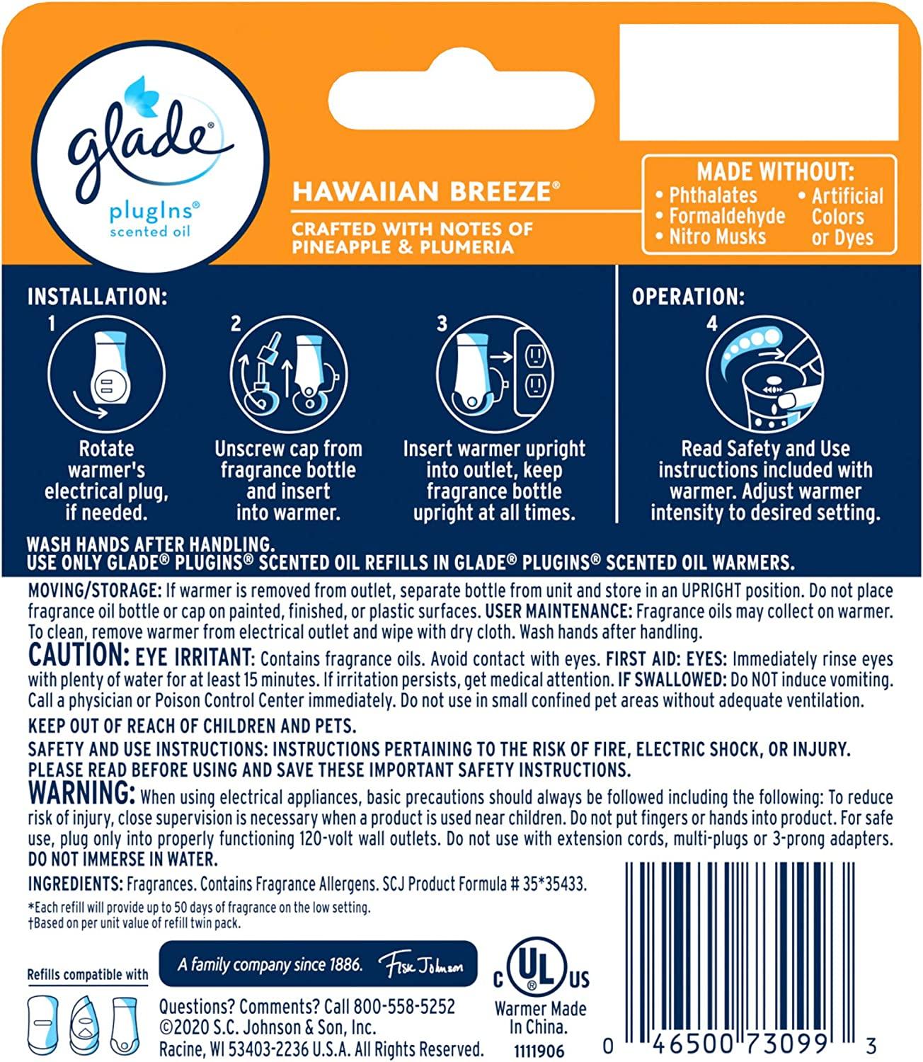 Glade PlugIns Refills Air Freshener Starter Kit, Scented Oil for
