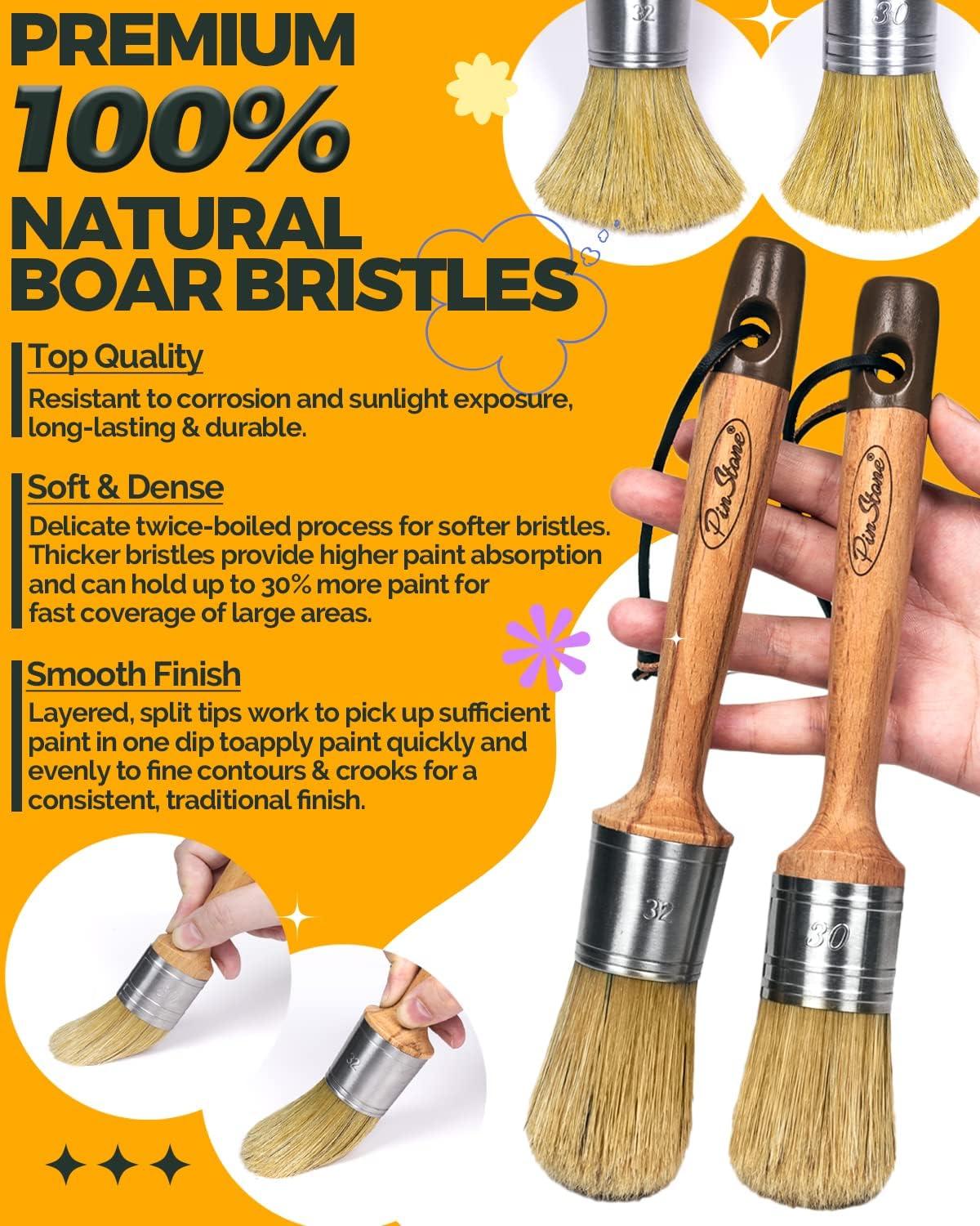 Professional Chalk and Wax Paint Brush Set, 2PC Oval and Round Chalk