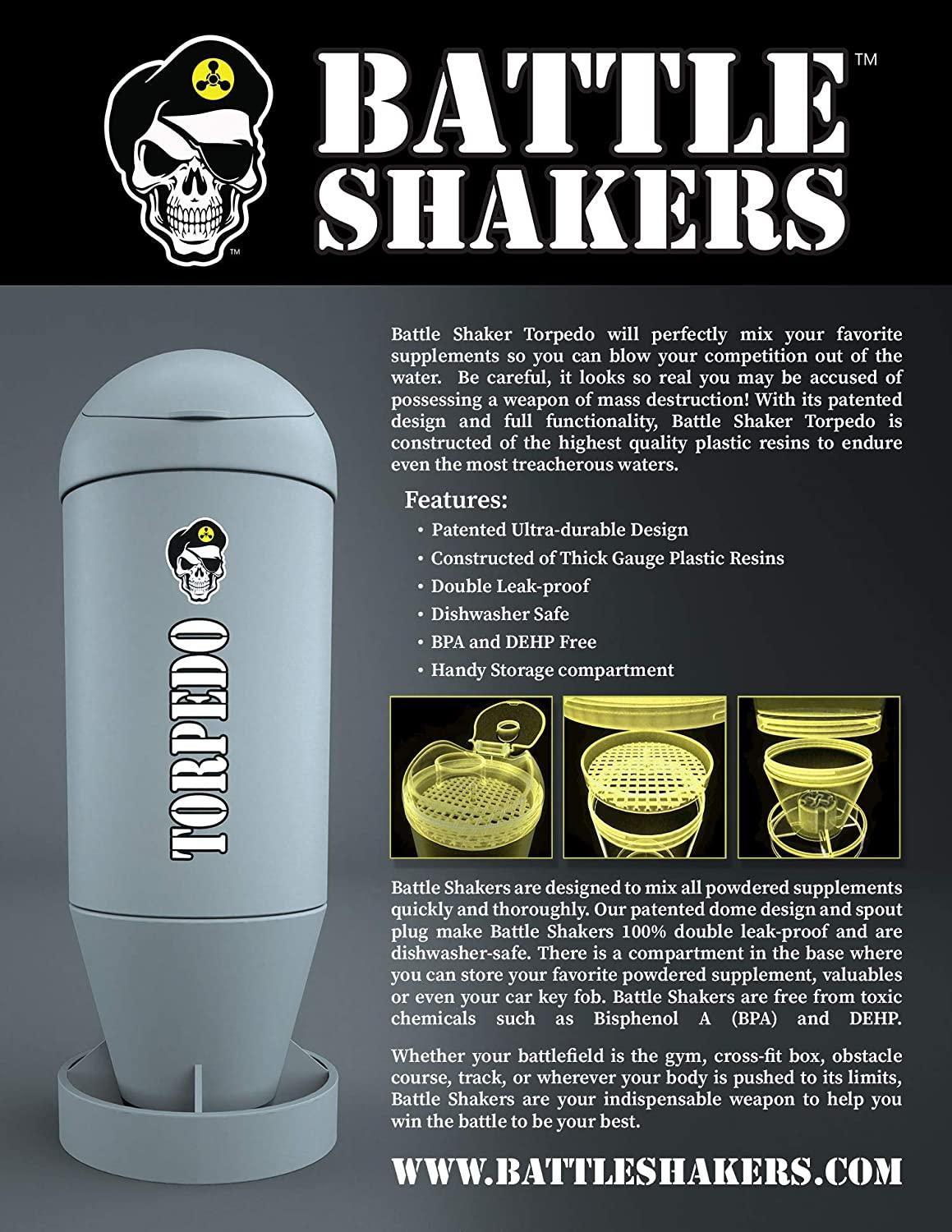 Battle Shakers Torpedo Shaker Cup  20 Oz Leak-Proof Shaker Bottle