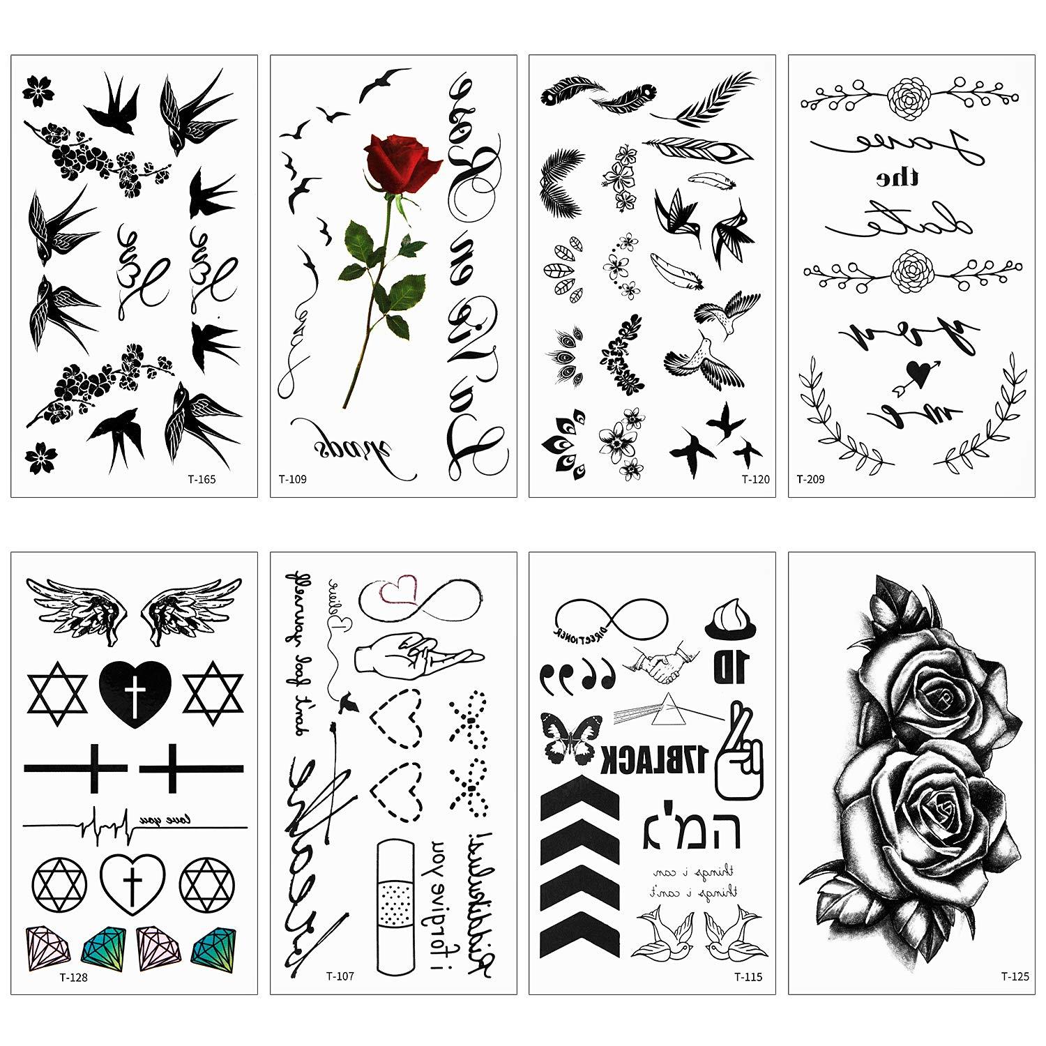 50 Sheets Temporary Tattoos Stickers Fake Black Tiny Tattoo Waterproof  Small Temporary Tattoo Body Art Tattoo Sticker for Adult Women Girls Men  Hand Neck Wrist