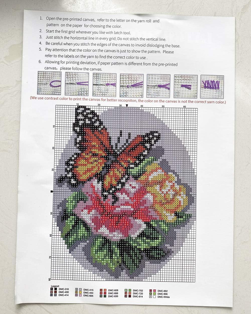 MeetBSelf Latch Hook Rug Kit Floral Butterfly 20.4X20.4 in