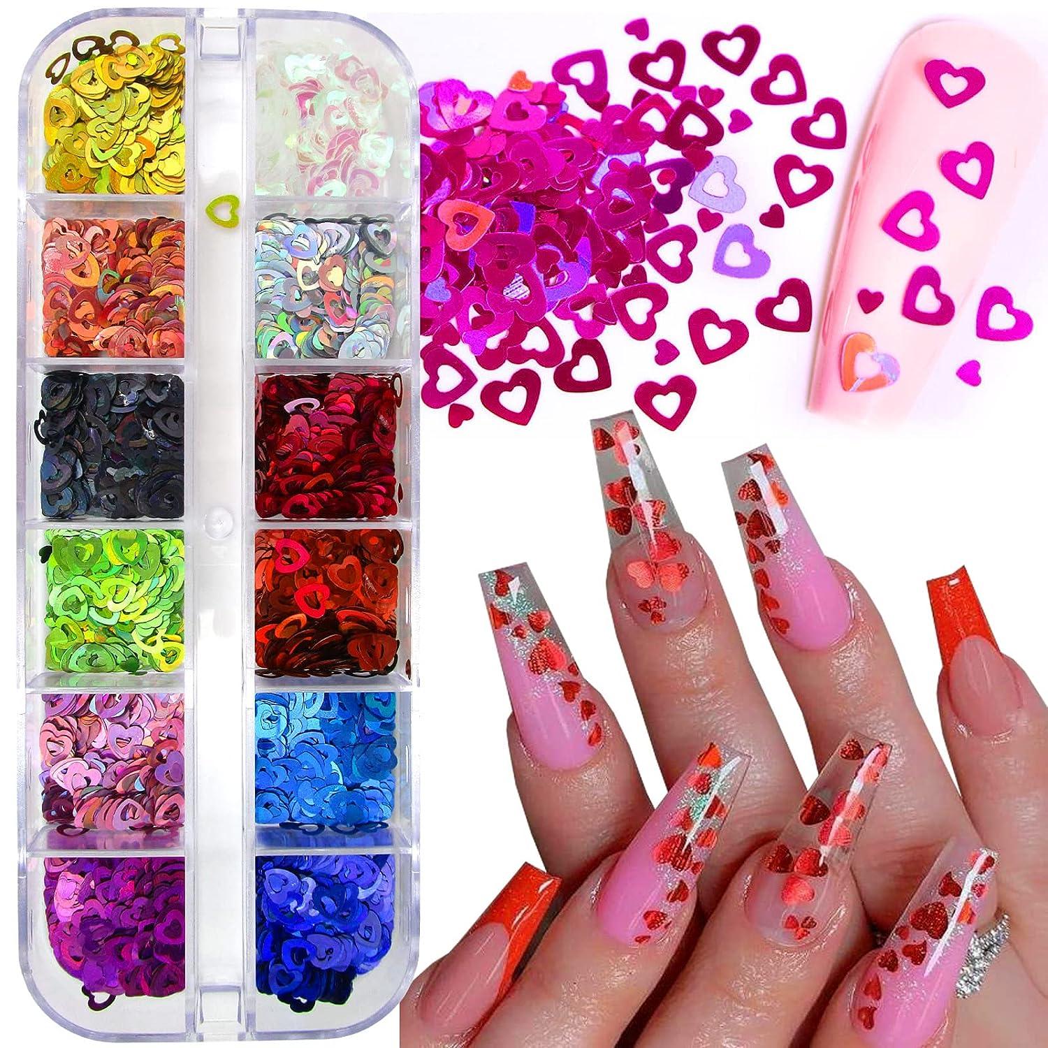 LoveOurHome Nail Glitters Sequins Set Mixed Shaped Holographic Heart  Butterfly Neon Star Chunky Glitter Flakes Accessories Manicure Sticker  Decorations for Makeup Crafts Resin Nails Neon & Holographic