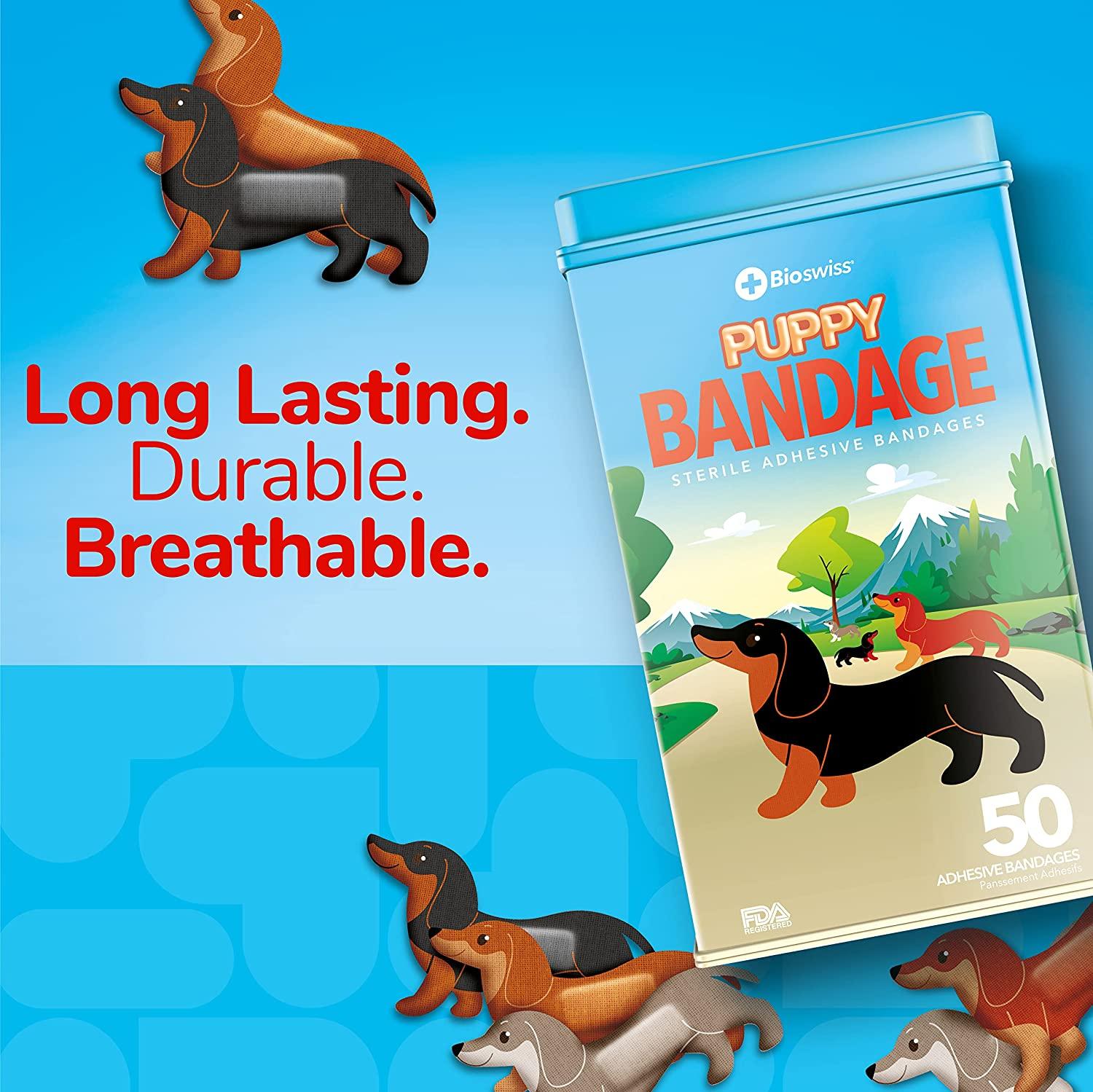 BioSwiss Puppy Novelty Bandages Tin 50 SelfAdhesive Funny First Aid