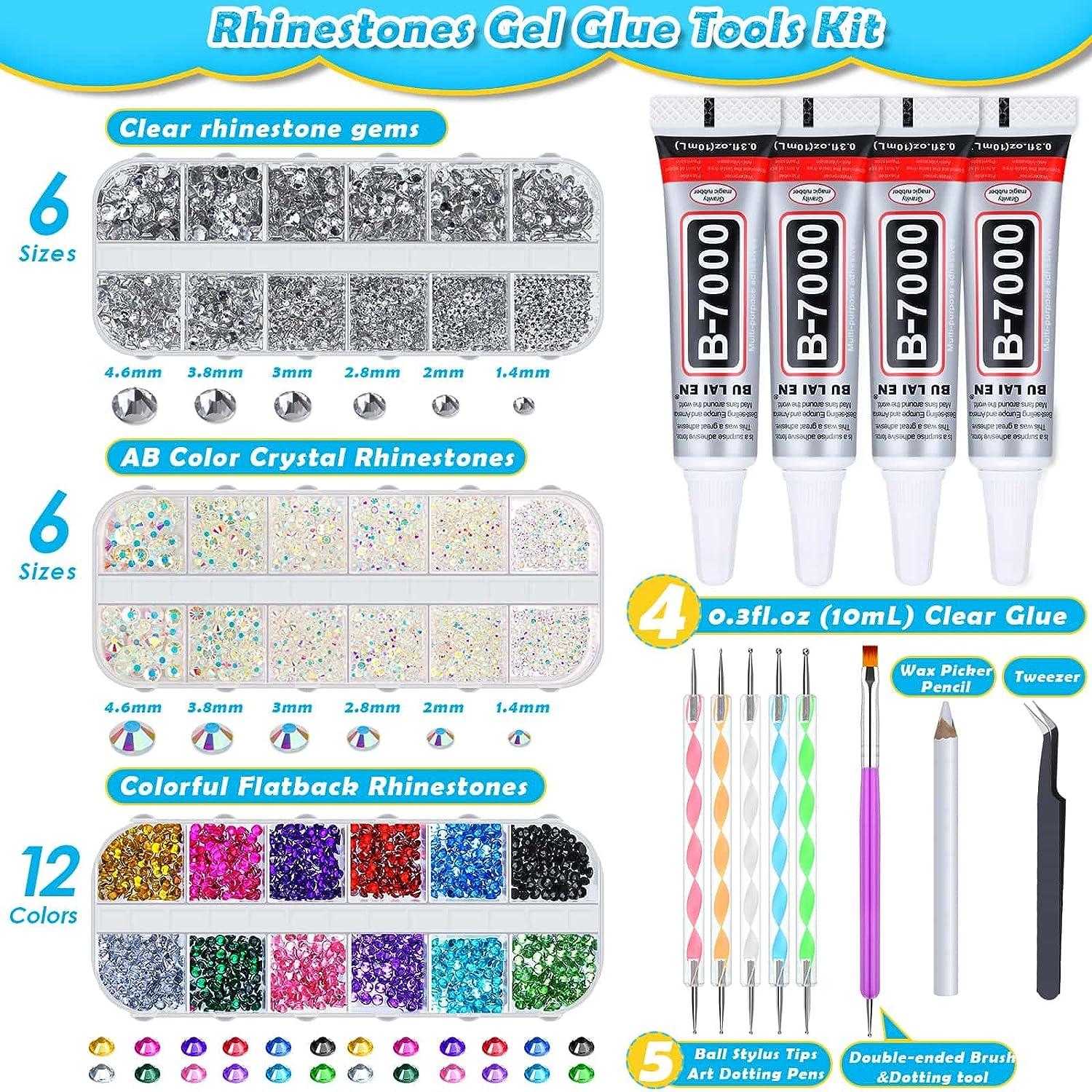 shynek B7000 Jewelry Glue with Rhinestones for Crafts 4500Pcs Rhinestones  with Gems Adhesive for Shoes Cloth Fabric with Picker Pencil for Crafting  Diamond Painting Graduation Cap Decorations