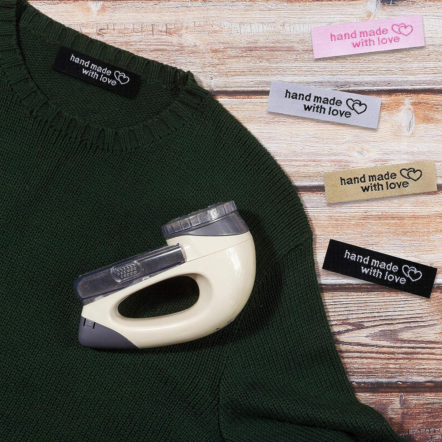 120 Pieces Personalized Sewing Labels Sew on Clothing Labels Handmade Interlocking Heart Pattern