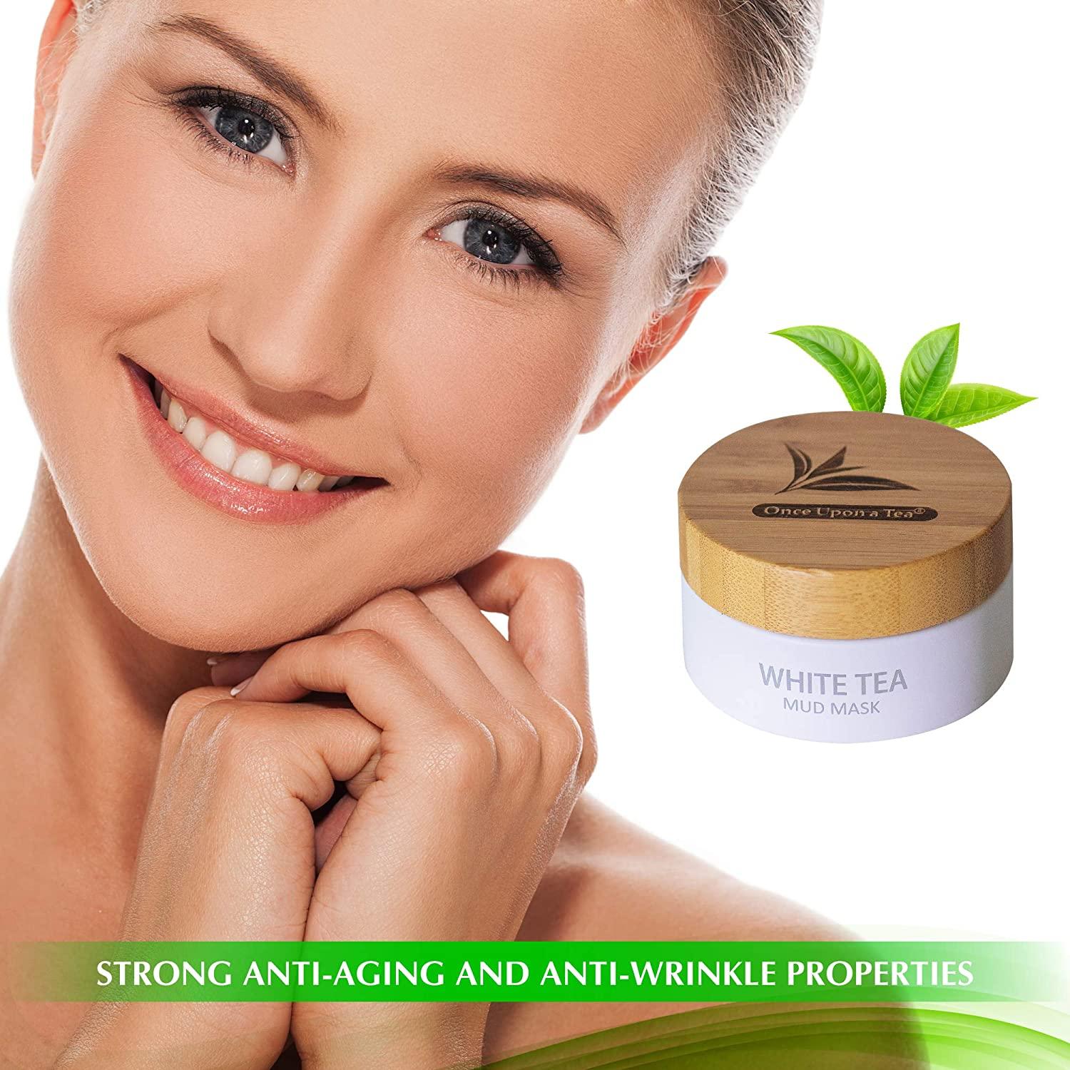 White Tea Mud Mask 100 ml, Antioxidant Facial Treatment, Smoothes
