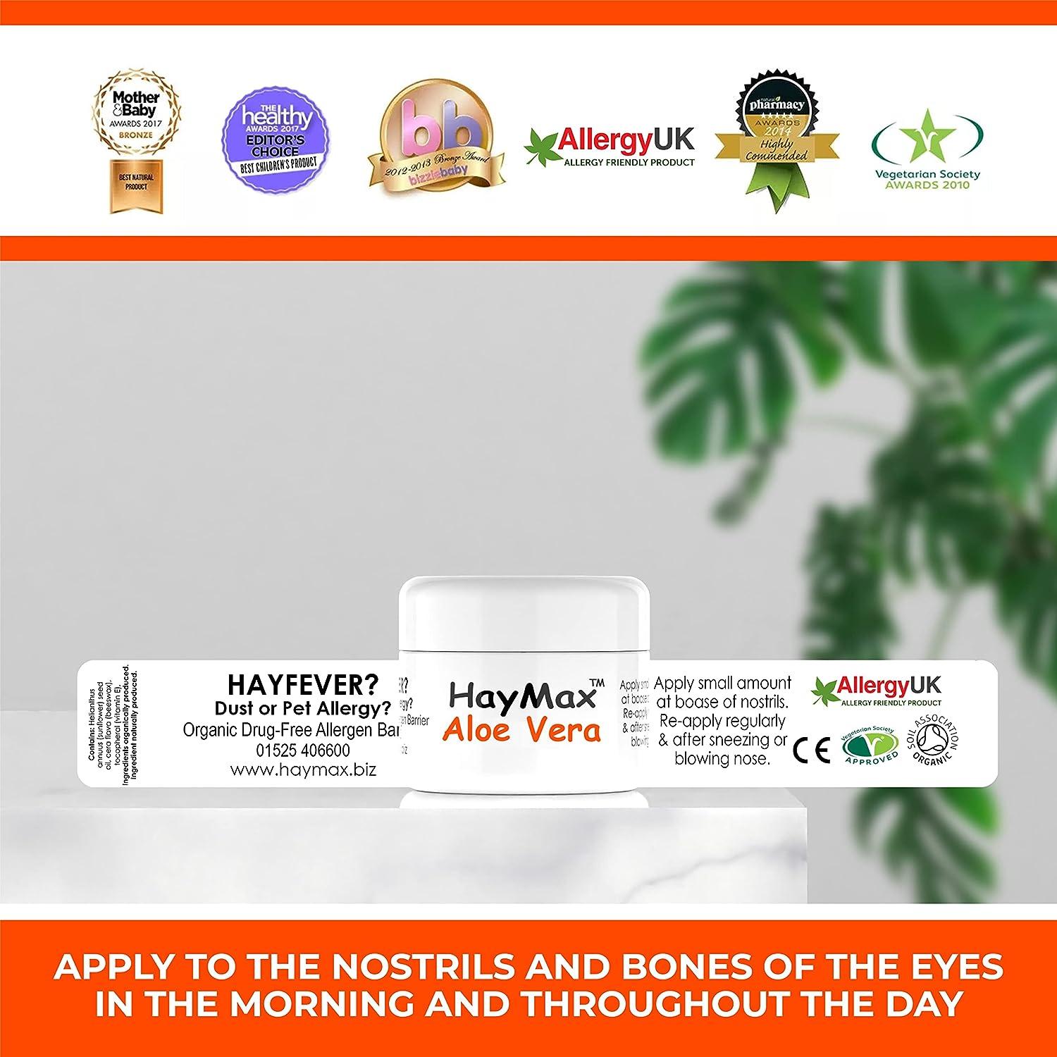 HayMax Allergen Barrier Balm with Aloe Vera 5ml - Organic Non-Drowsy Allergy  Relief - Traps Pollen Dust Particles - For Adults, Kids & Pregnant Women |  Buy Now with Express International Delivery | GoSupps.com