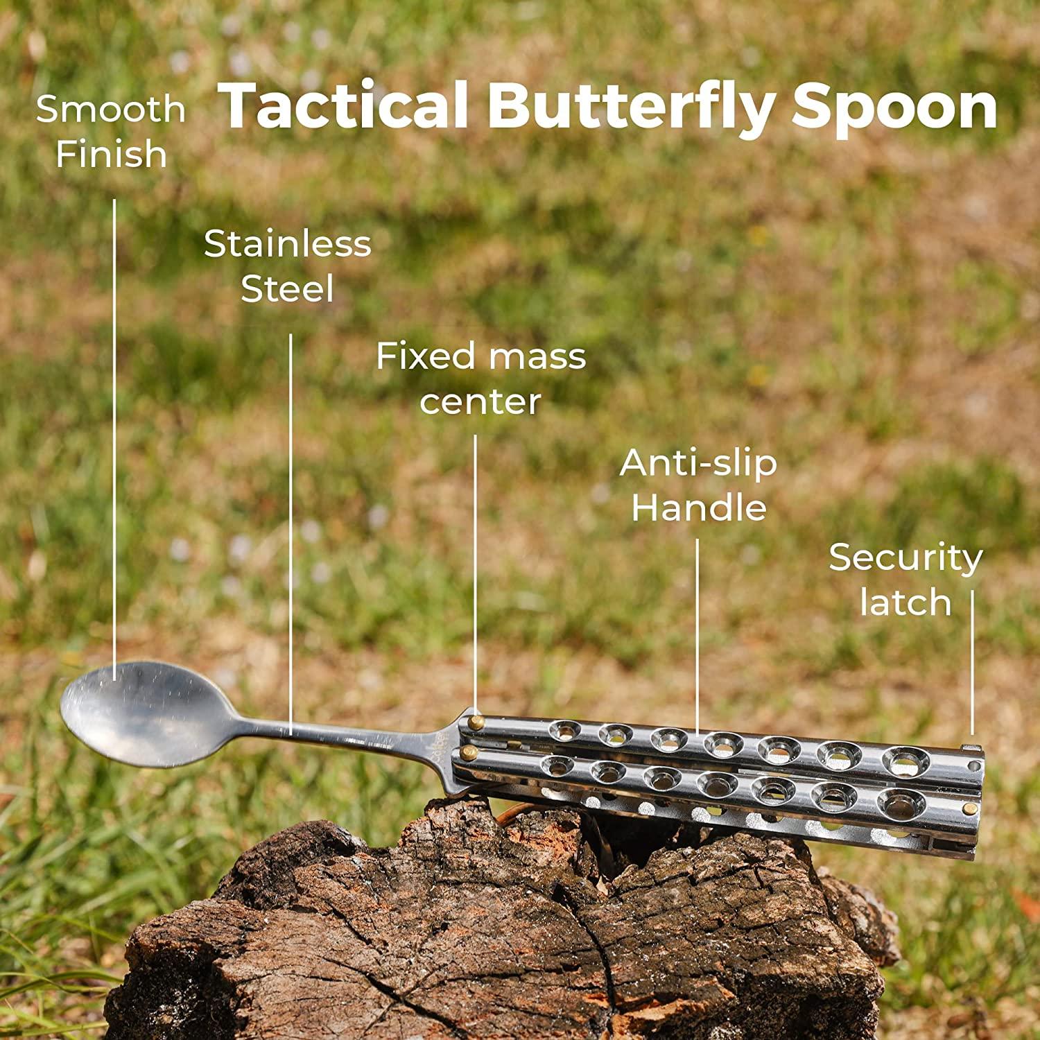 Caliber Gourmet Tactical Butterfly Spoon Stainless Steel Switchblade