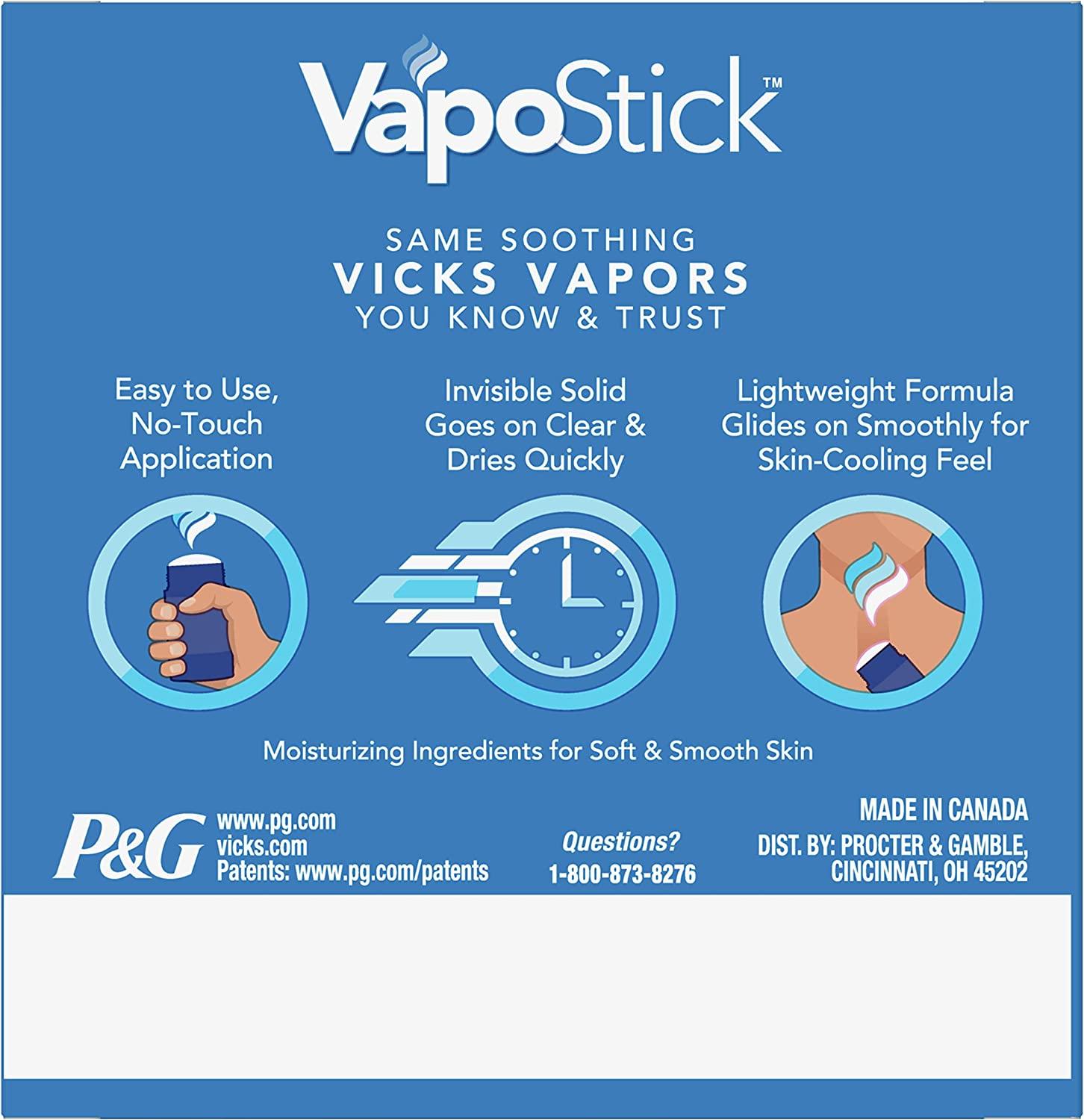 Vicks Vapo Stick, Invisible Solid Balm, Soothing Vicks Vapors for